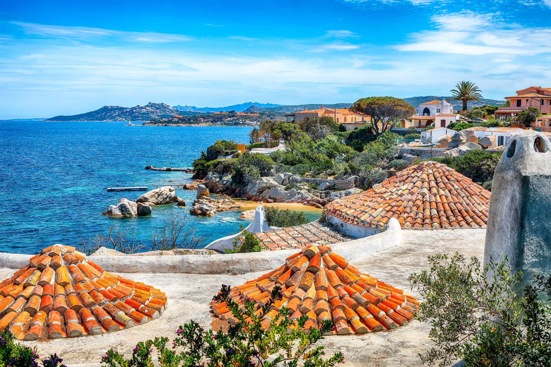 Views across the rooftops of Porto Rafael in Sardinia