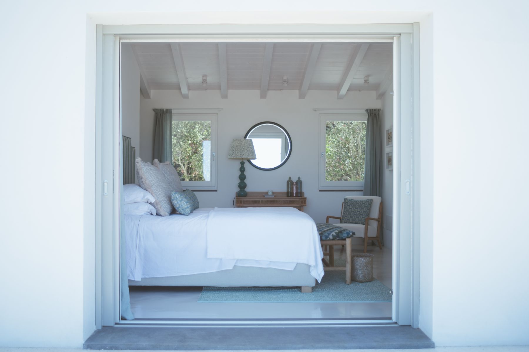 side view of double bedroom at Li Parrici in Sardinia