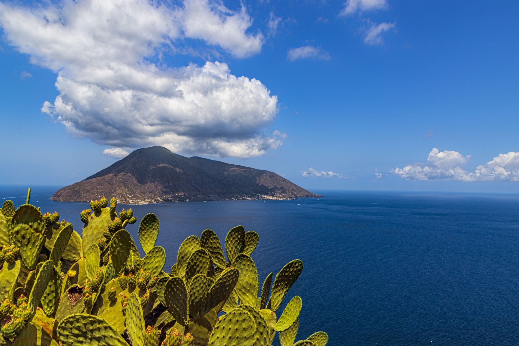 Aeolian Volcano viewed from the coastline of Sicily