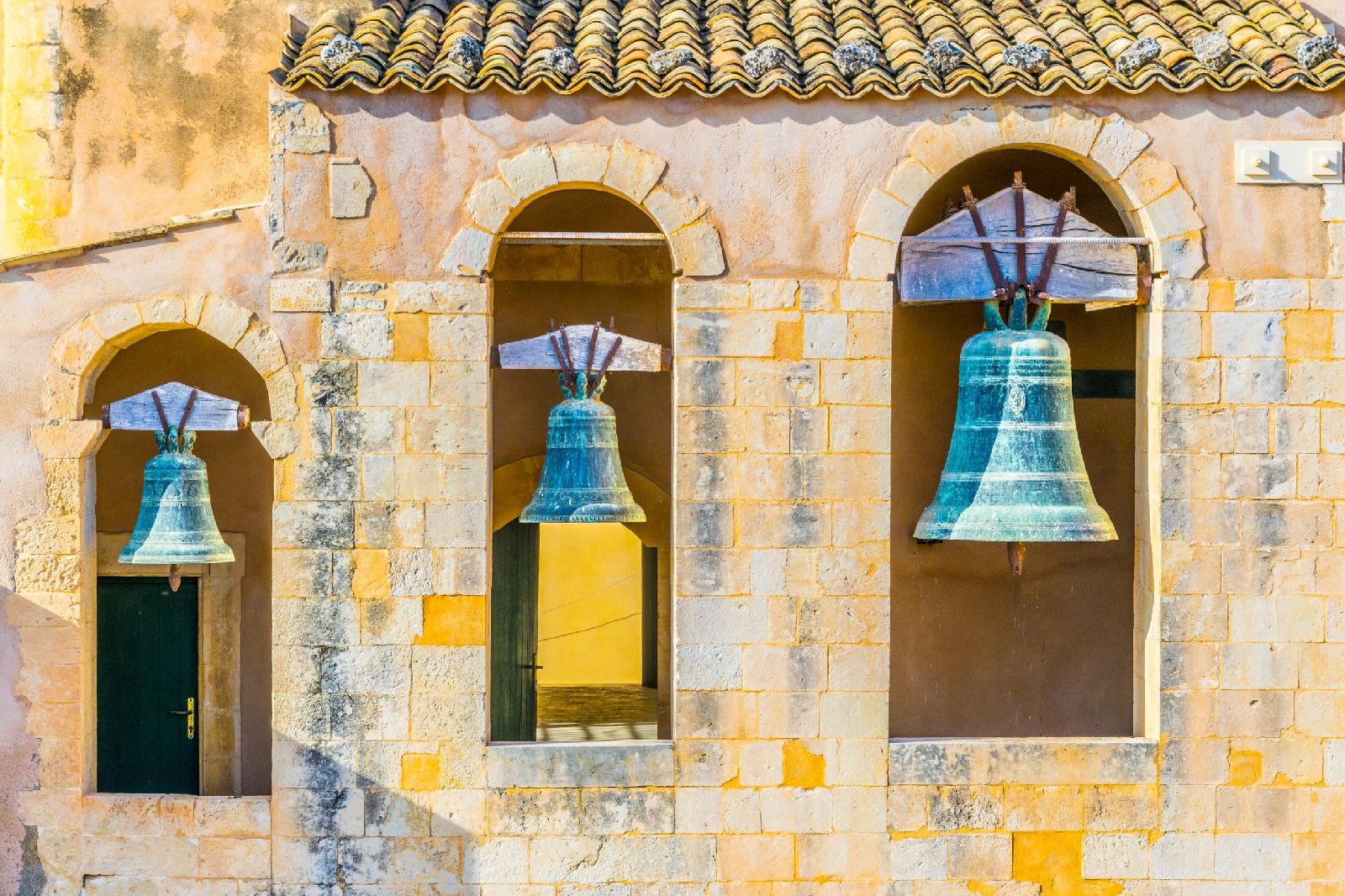 Close up of church bells in Noto Sicily