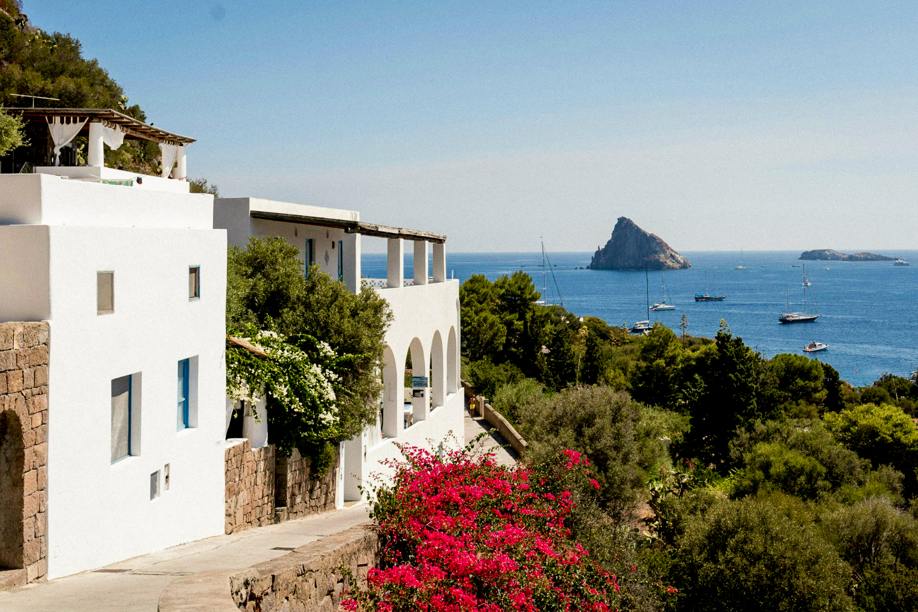 A street in Stromboli with ocean views
