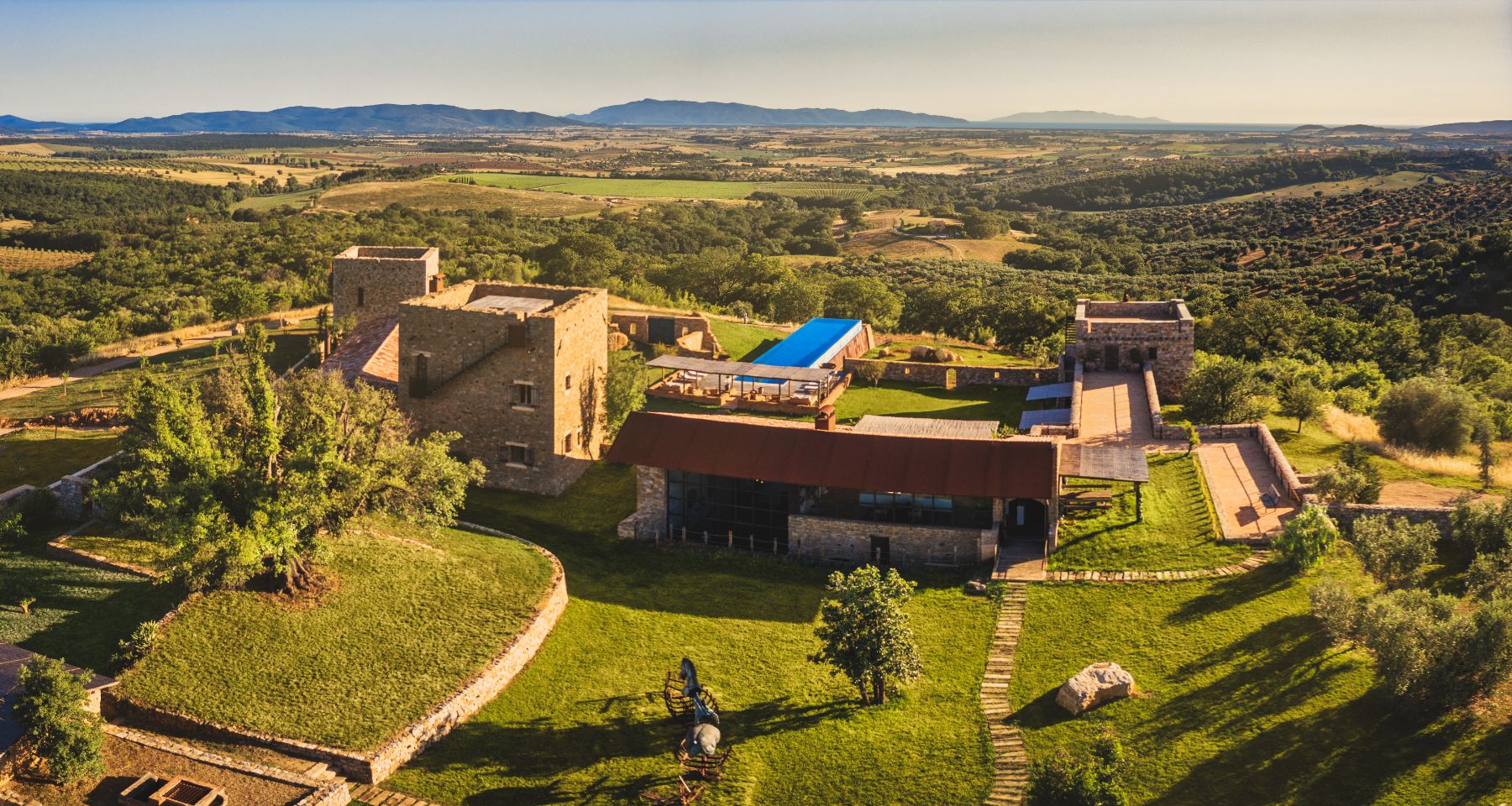 Aerial view of Borgo Rinato in Tuscany