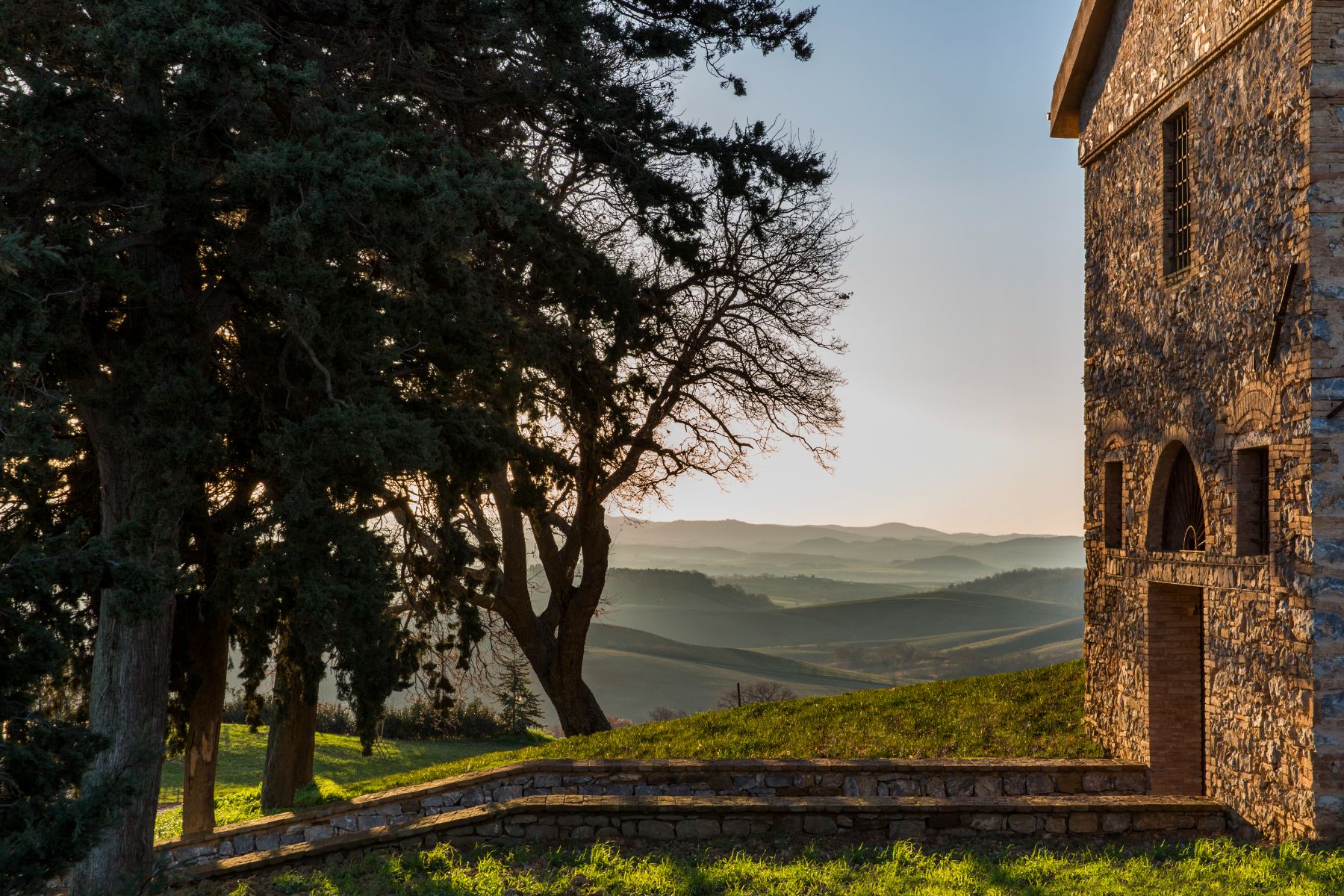 Pathway and view at Borgo Rinato in Tuscany