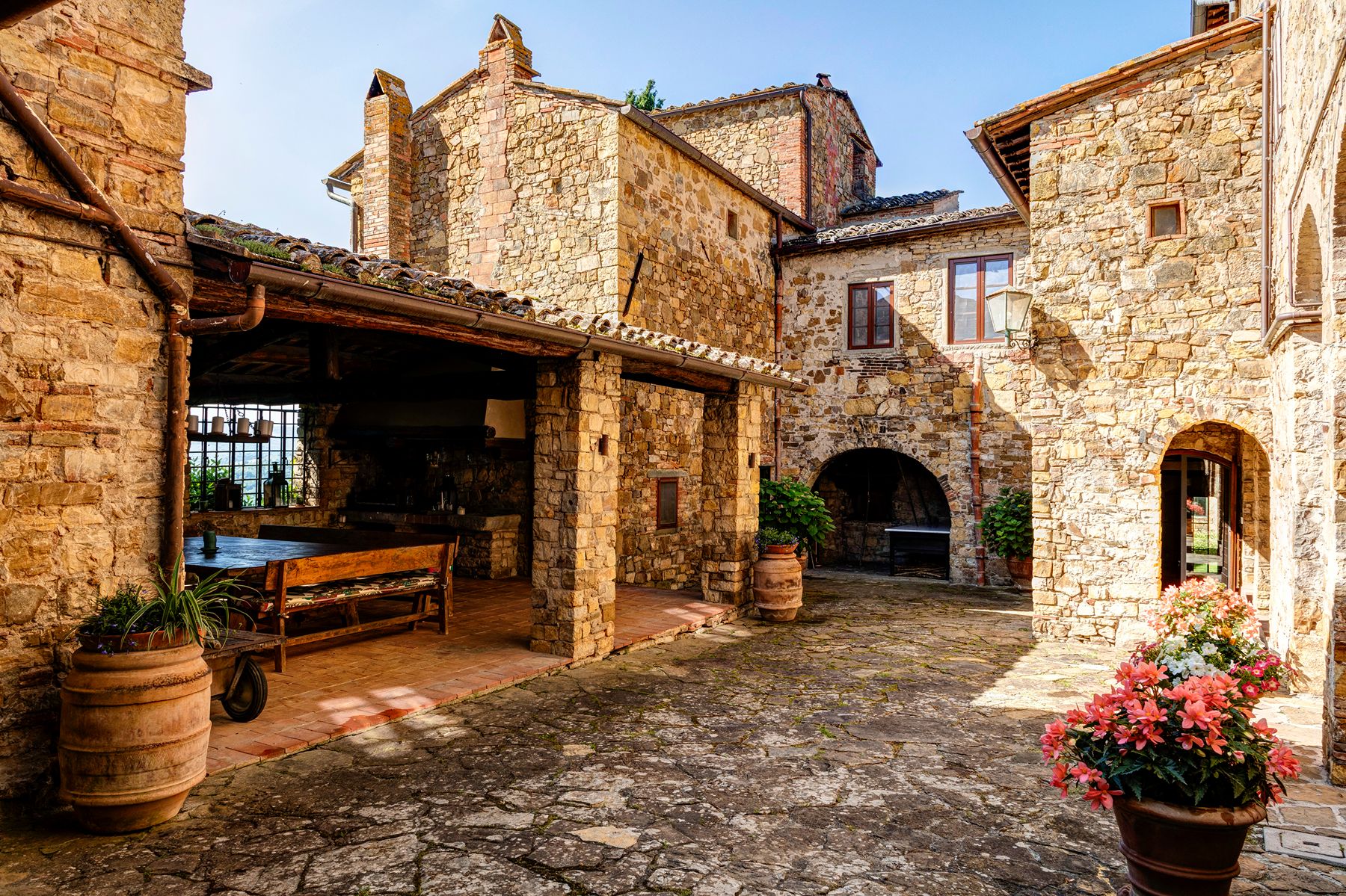 Courtyard at Ca di Pesa in Tuscany, Italy