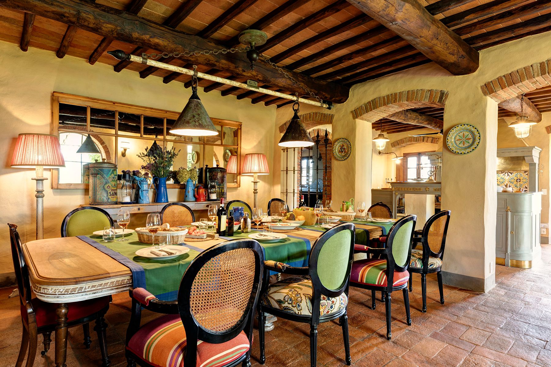 Dining room at Ca di Pesa in Tuscany, Italy