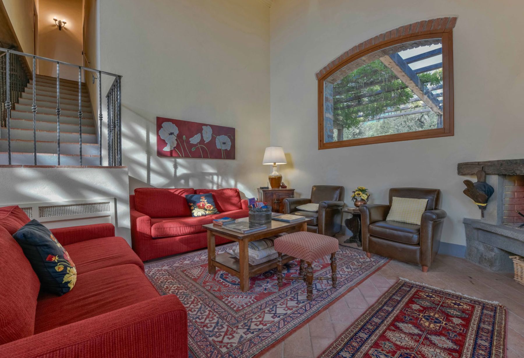 Living room at Casa Picchio in Tuscany