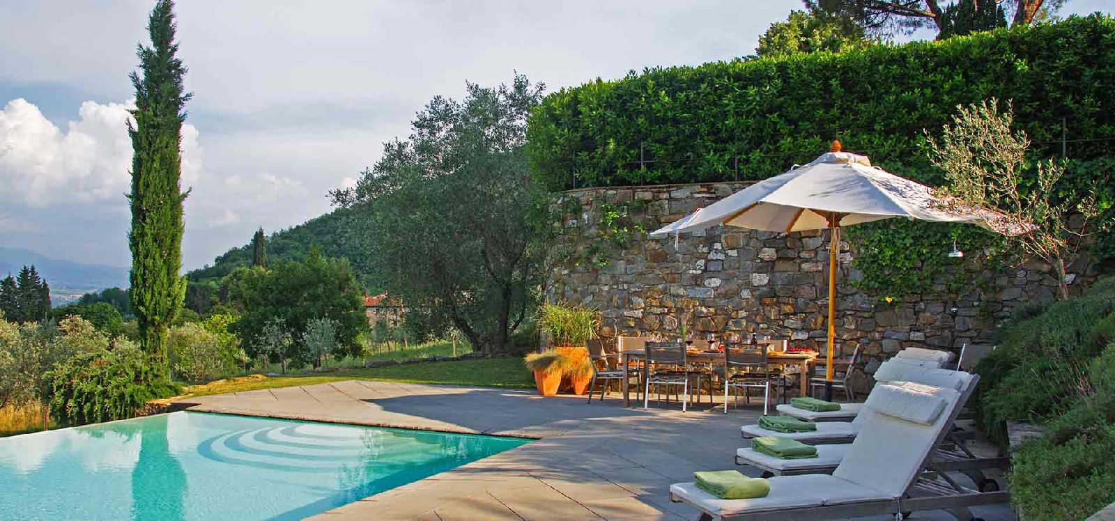 Swimming pool at villa Casale di Fiesole in Tuscany