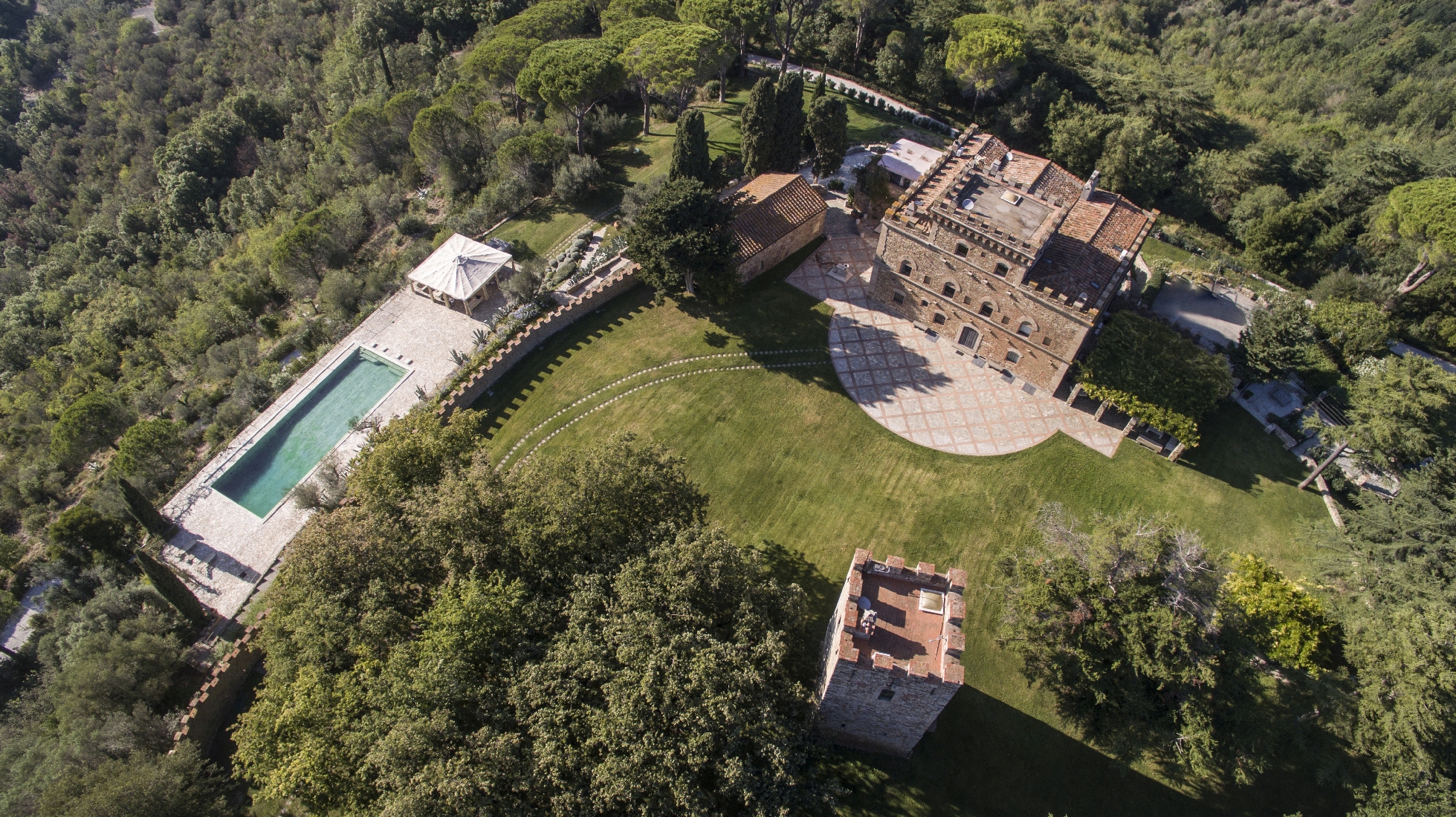 aerial view of Castello di Segalari, Tuscany