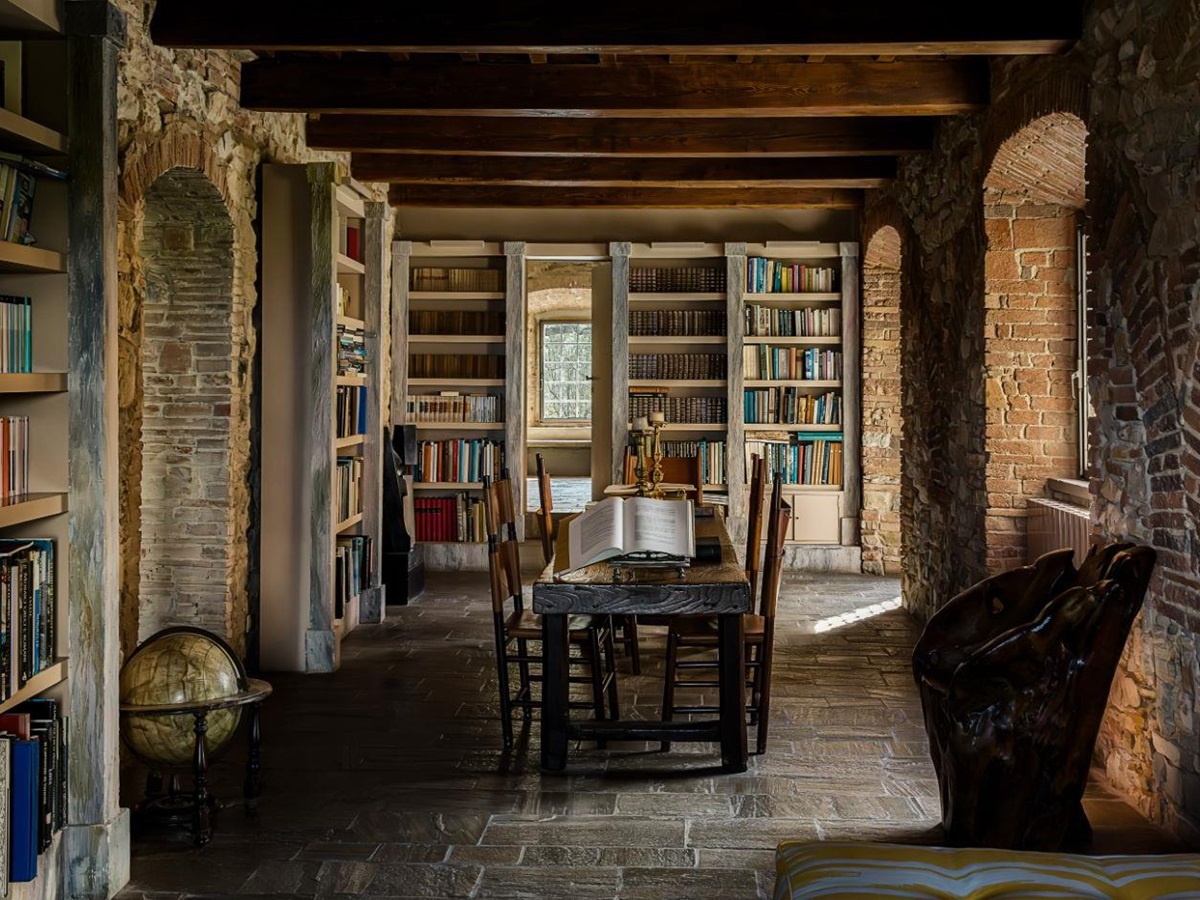 Library Dining at Castello Segalari in Tuscany