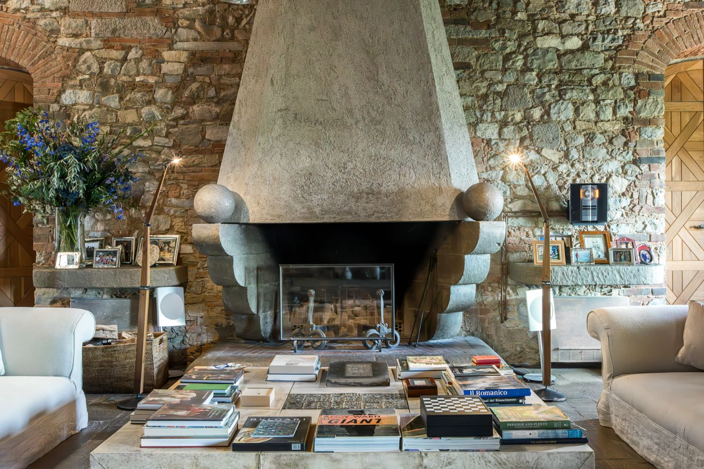 Fireplace at Castello Segalari in Tuscany