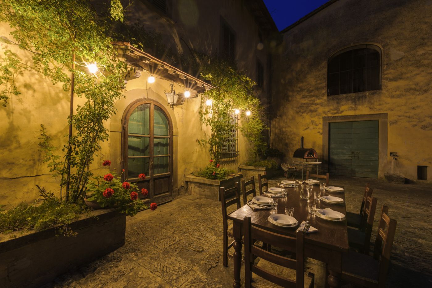 Outdoor seating at Castello San Lorenzo.