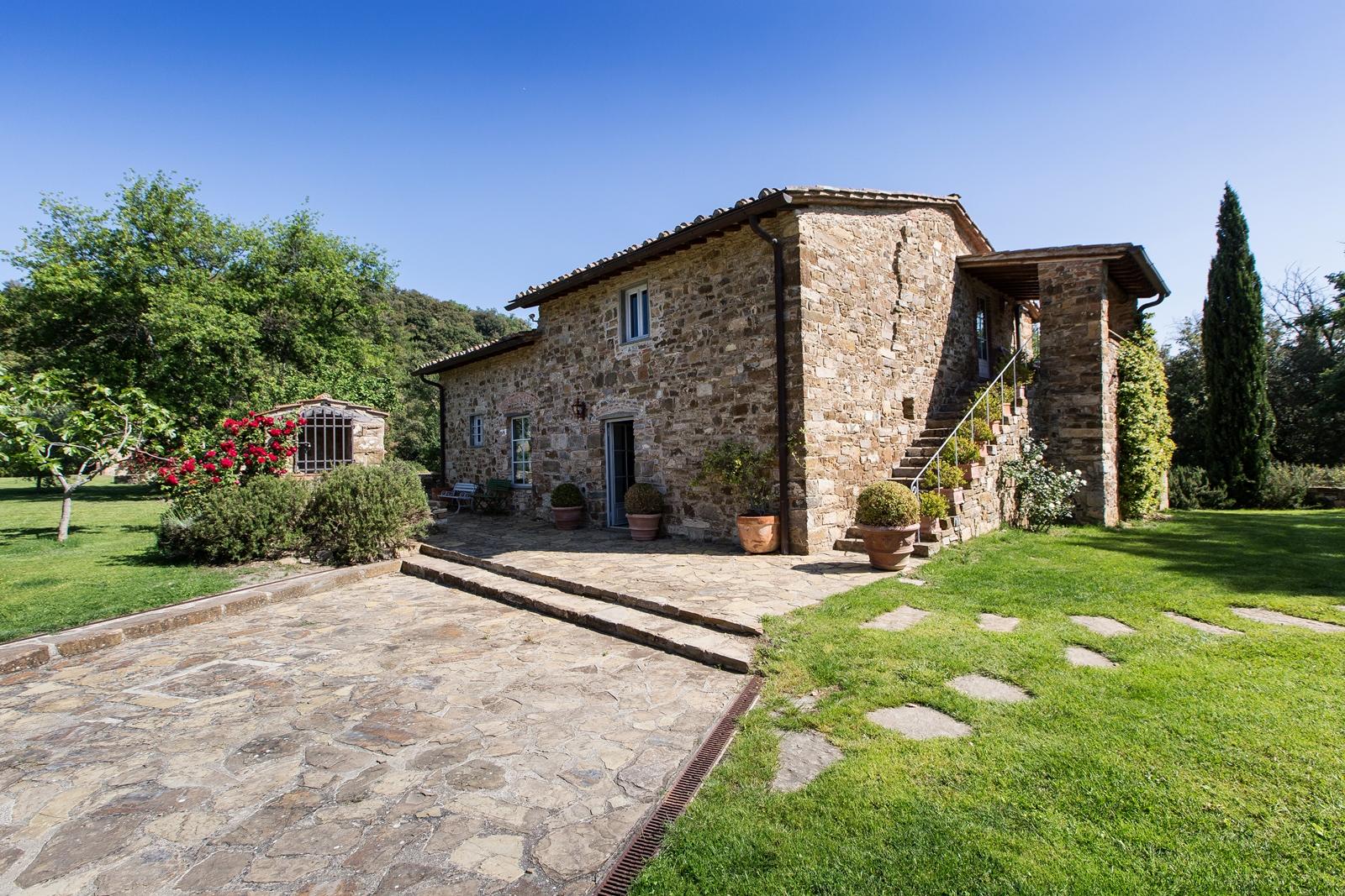 The facade and entrance of Il Prato di Vignamaggio, Chianti, Tuscany