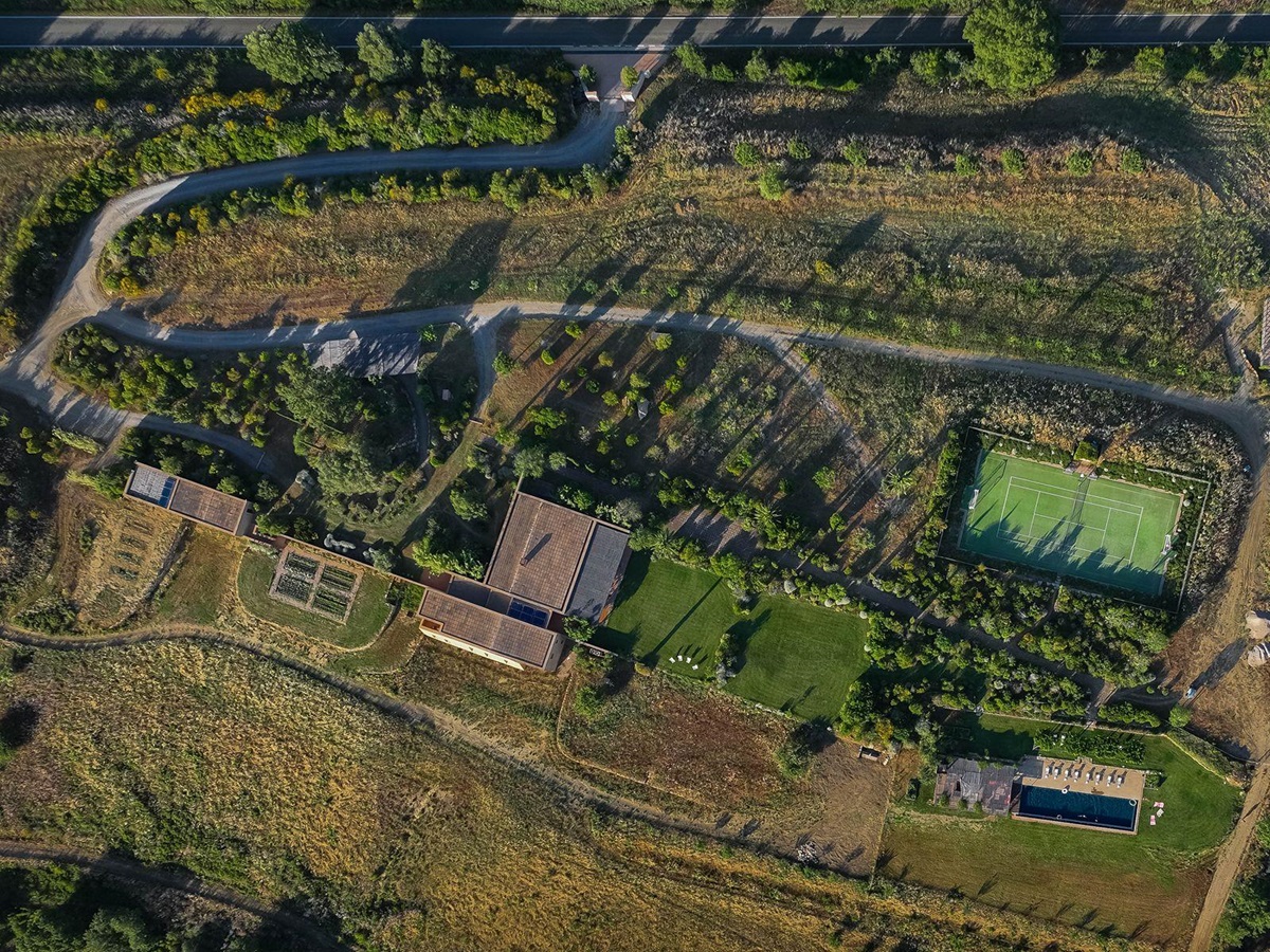 Aerial shot at La Collina Farmhouse