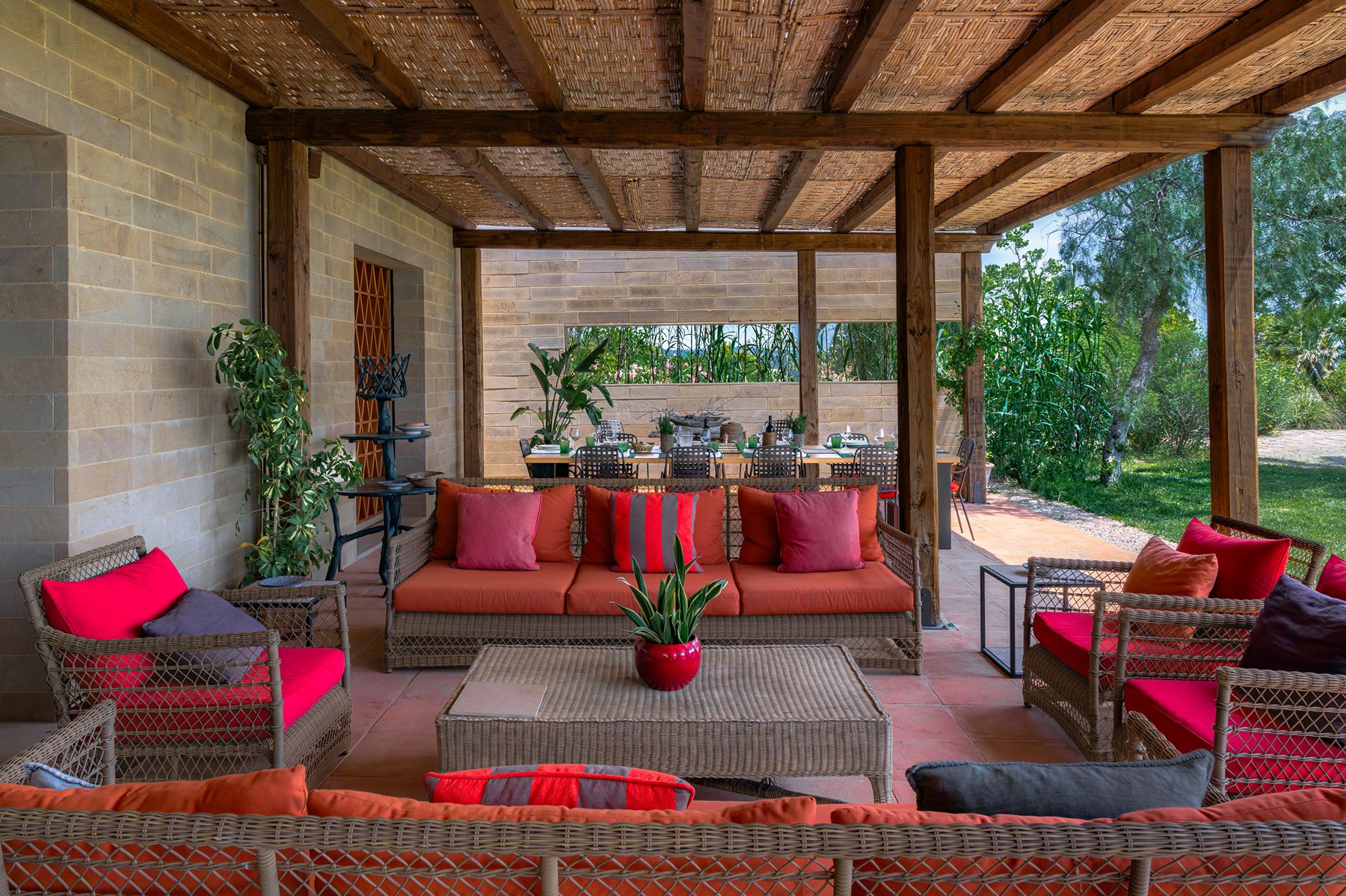 Outdoor seating at La Collina Farmhouse
