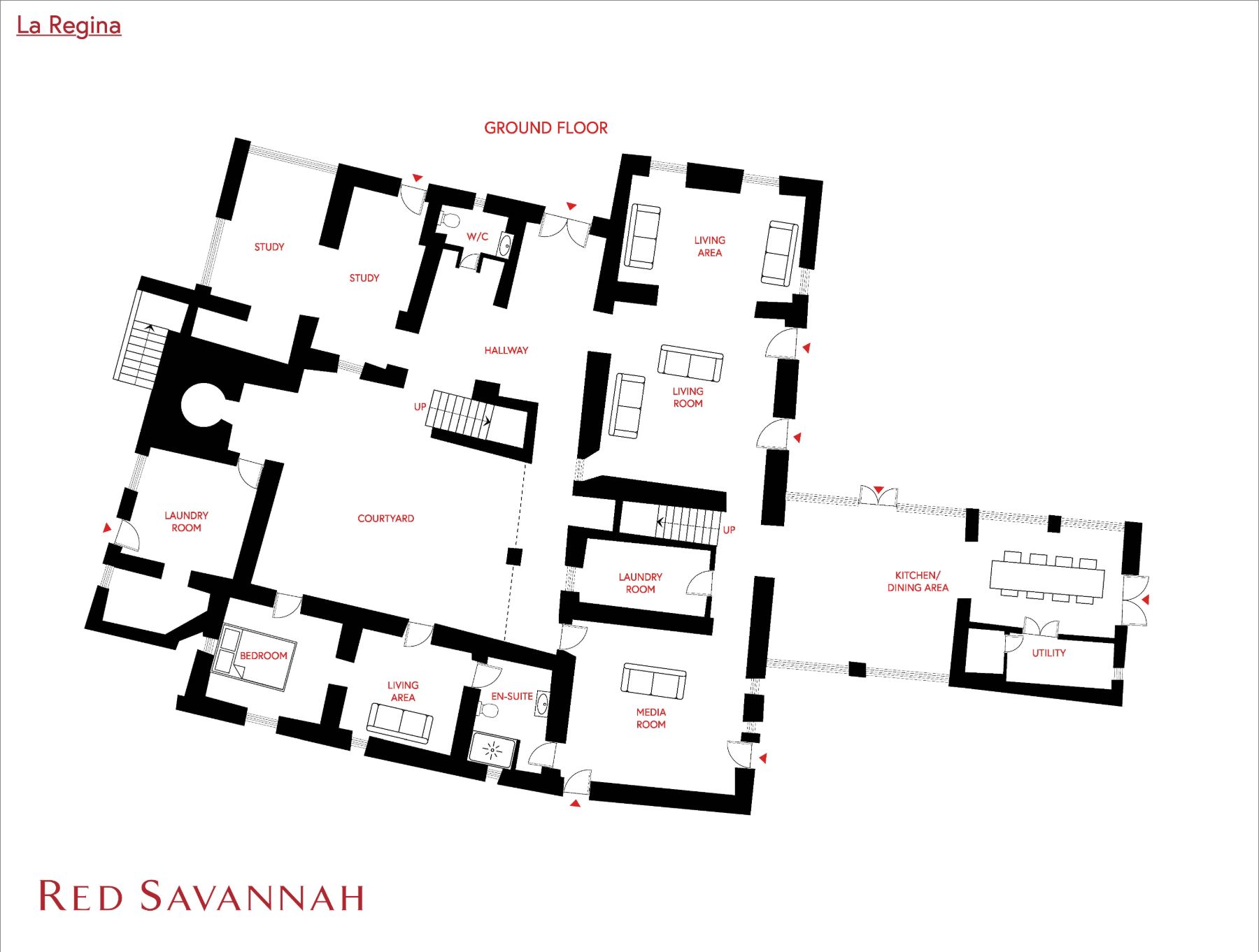 Red Savannah branded ground floor plan of La Regina in Tuscany