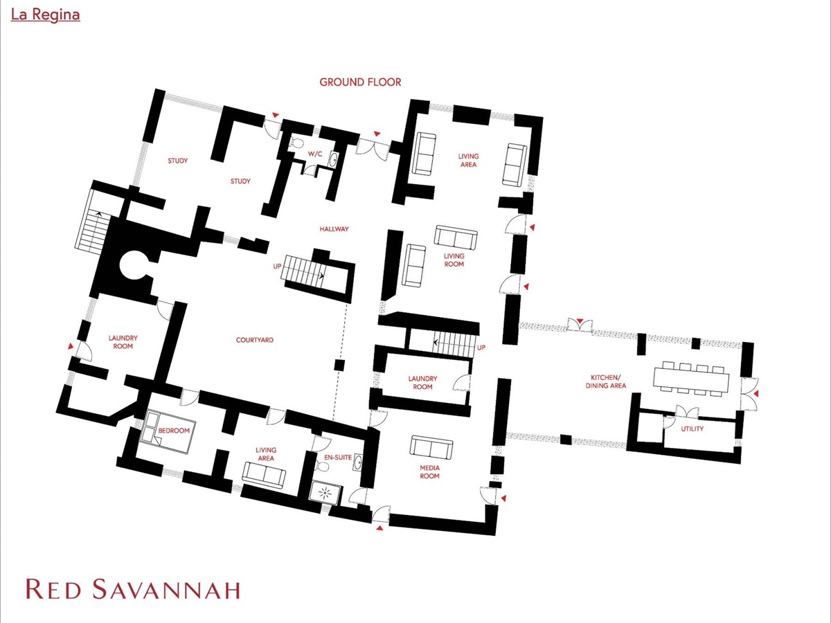 Red Savannah branded ground floor plan of La Regina in Tuscany