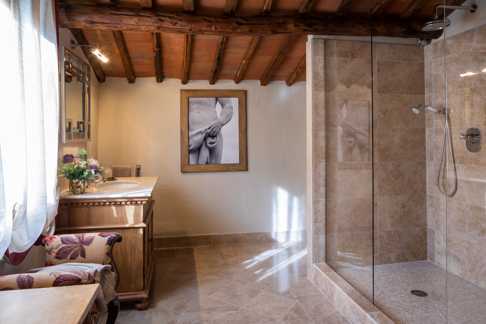 bathroom with walk-in shower at la tenuta, tuscany