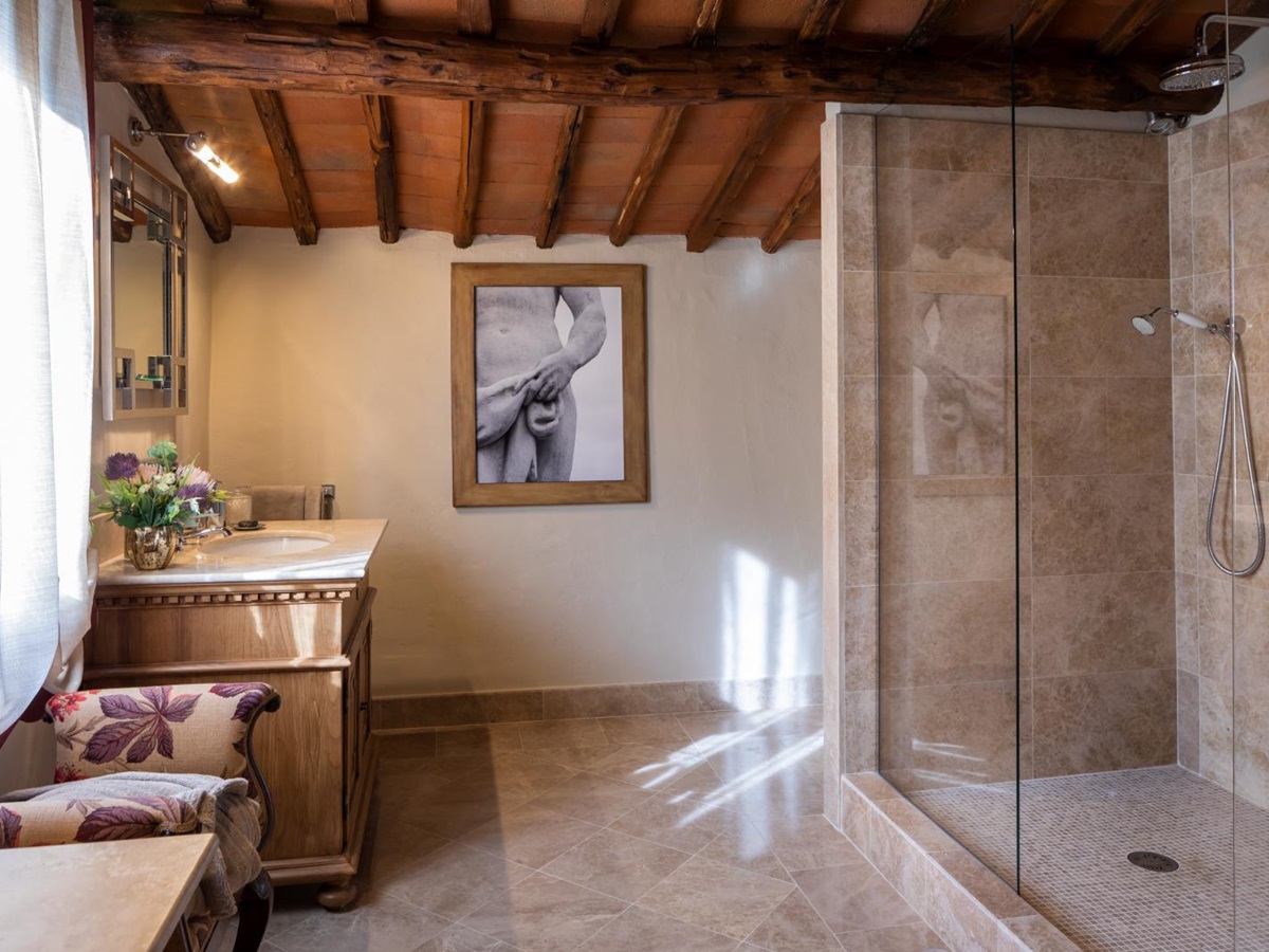 bathroom with walk-in shower at la tenuta, tuscany