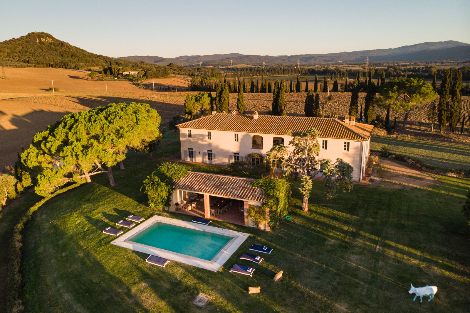  Aerial view of La Vigna villa in Tuscany Italy