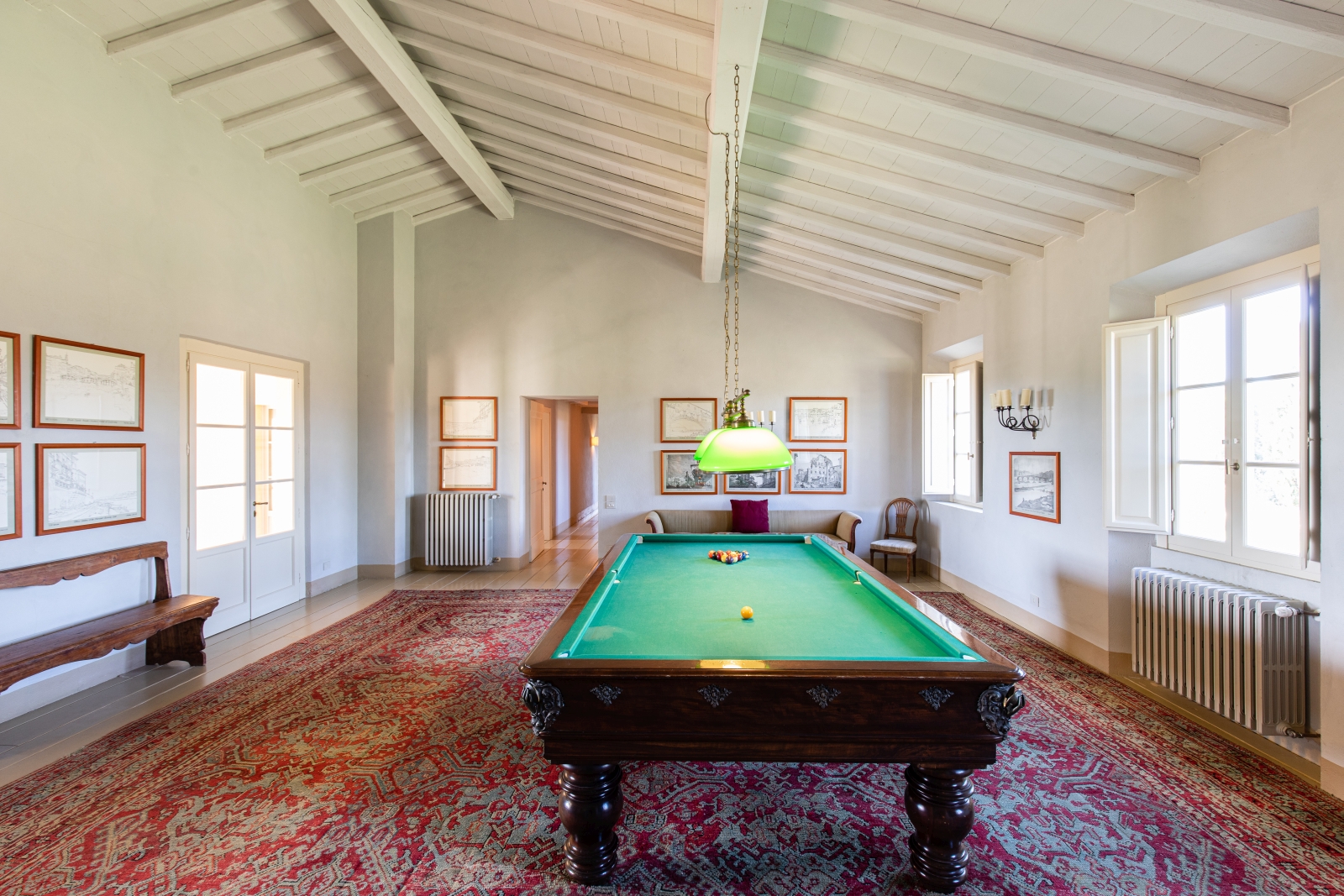 Games room at La Vigna villa in Tuscany Italy