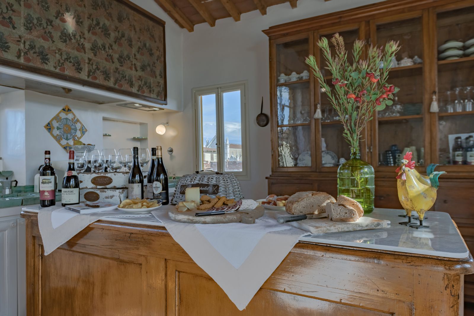 The kitchen area with local produce