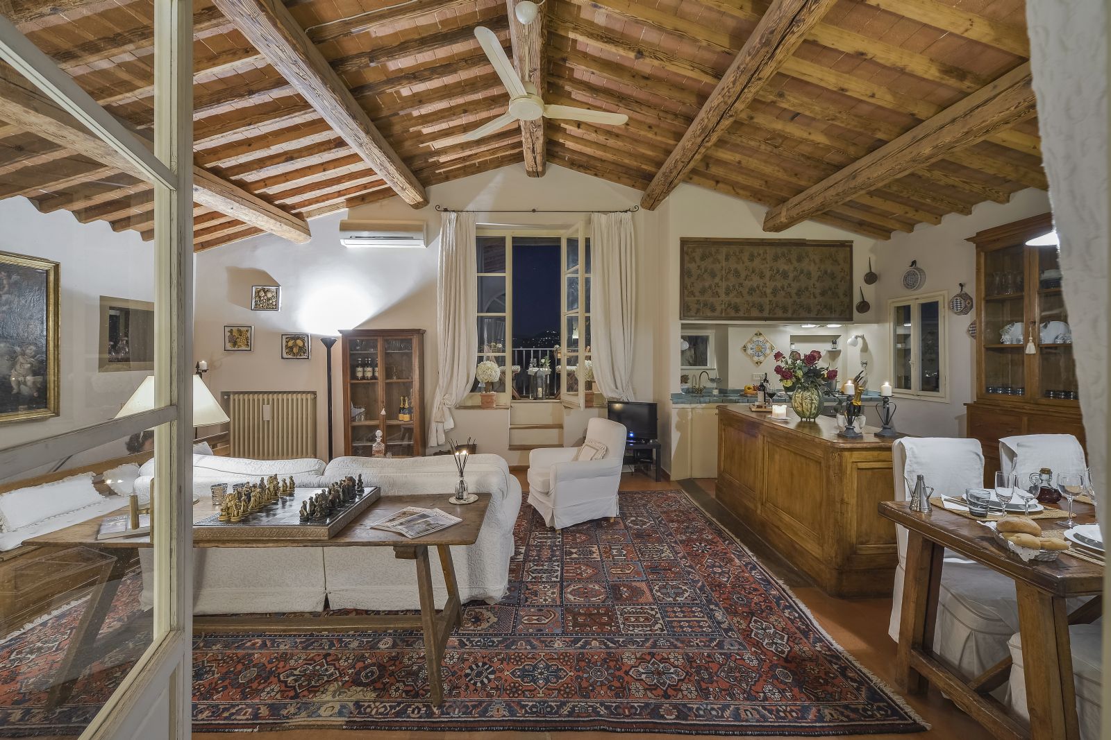 the living area of the apartment