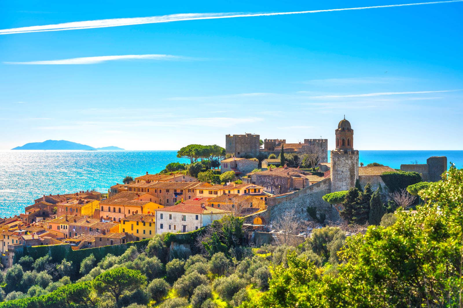 Aerial view of an old town in Maremma, Tuscany