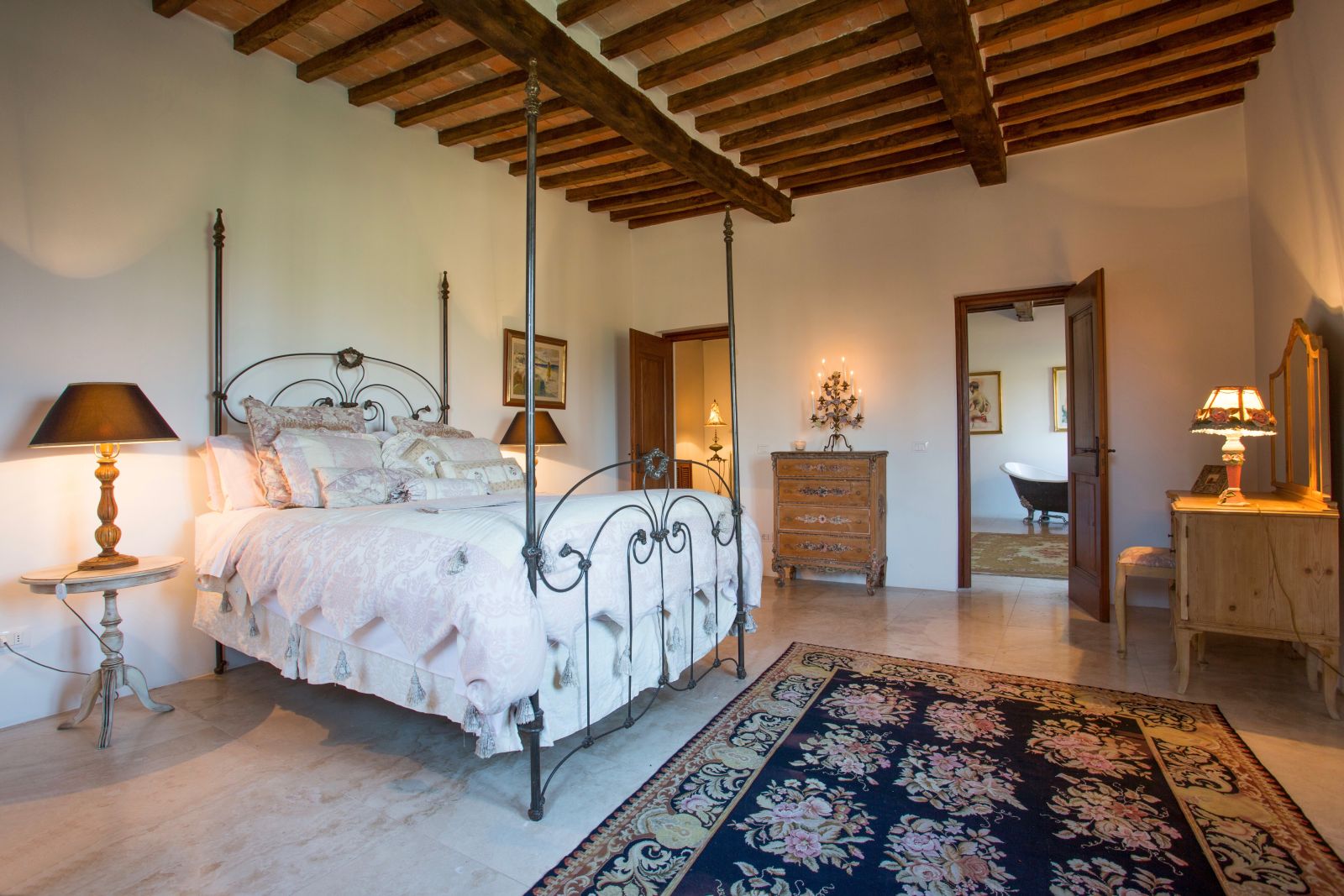 A double bedroom in the main villa at Tenuta La Contessa