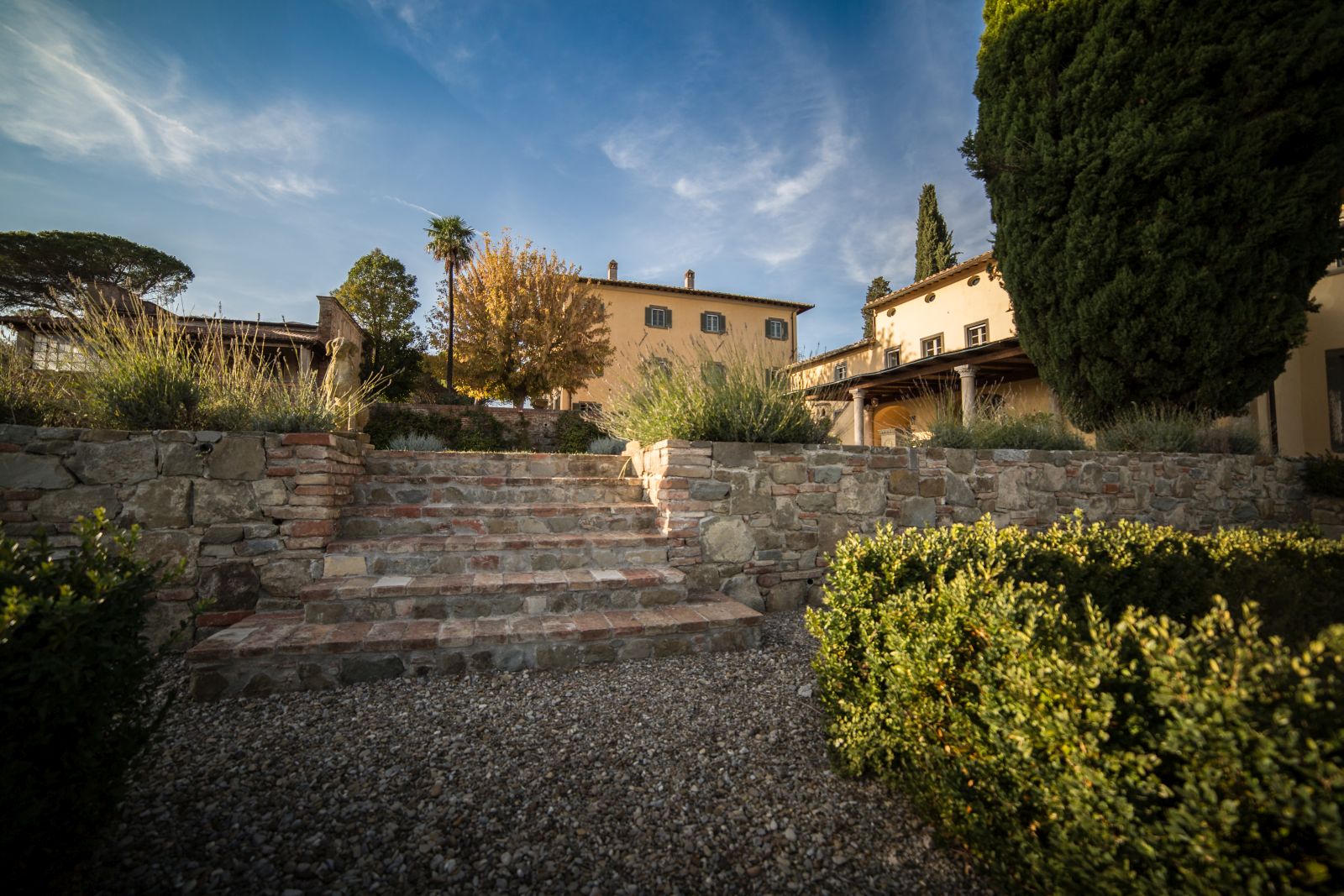 The facade and gardens of Tenuta La Contessa
