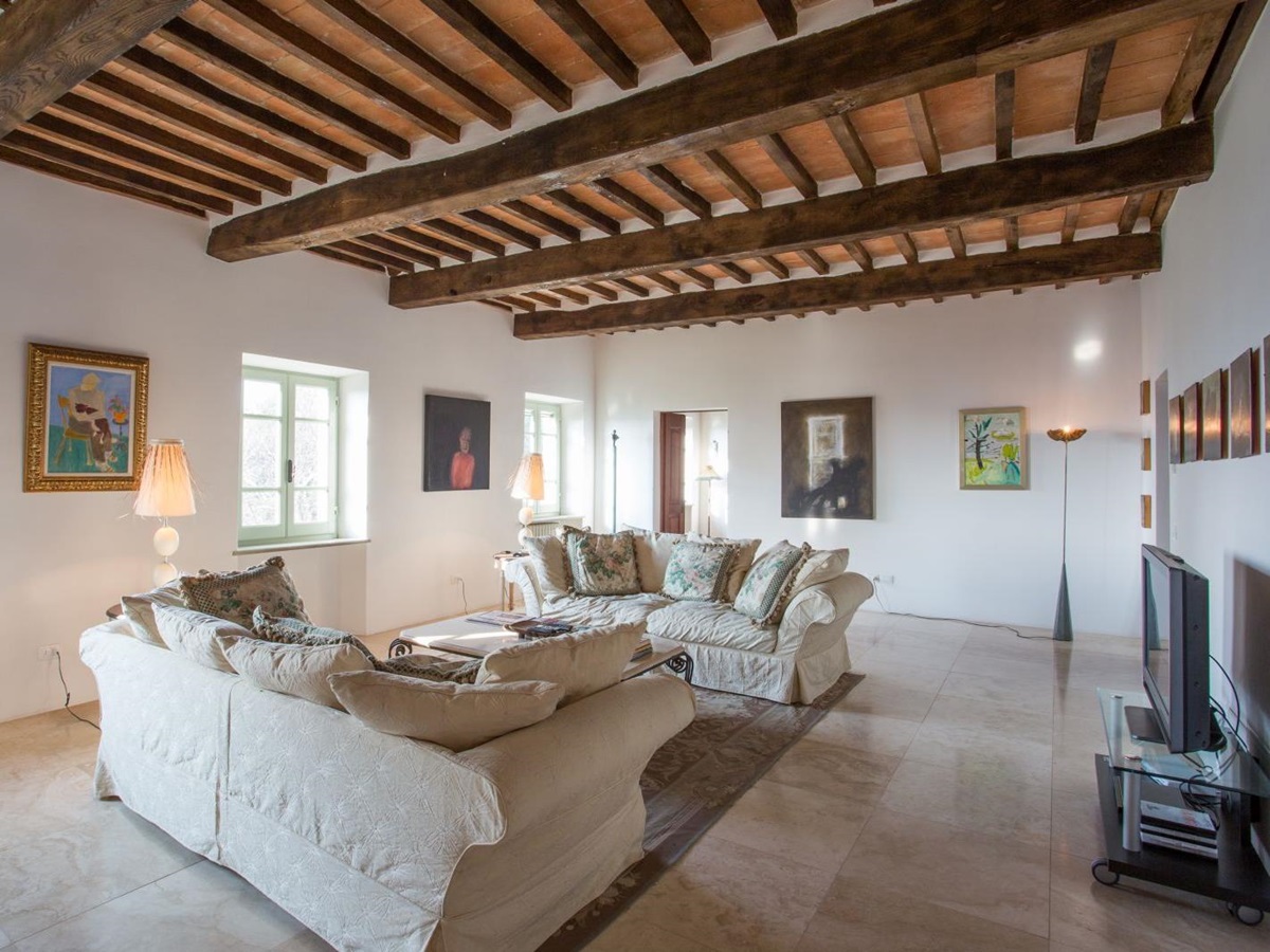 The living room of the main villa at Tenuta La Contessa