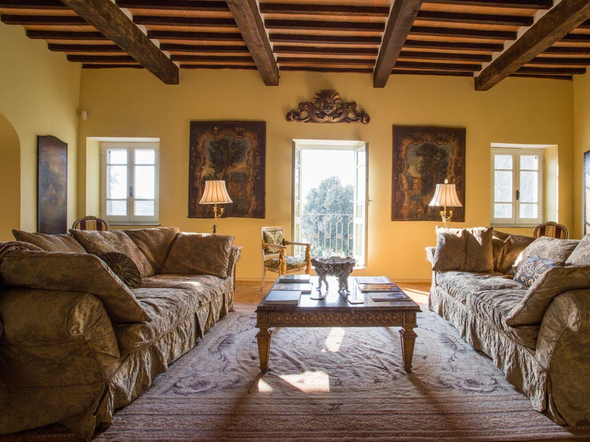 The sitting area of the main villa at Tenuta La Contessa