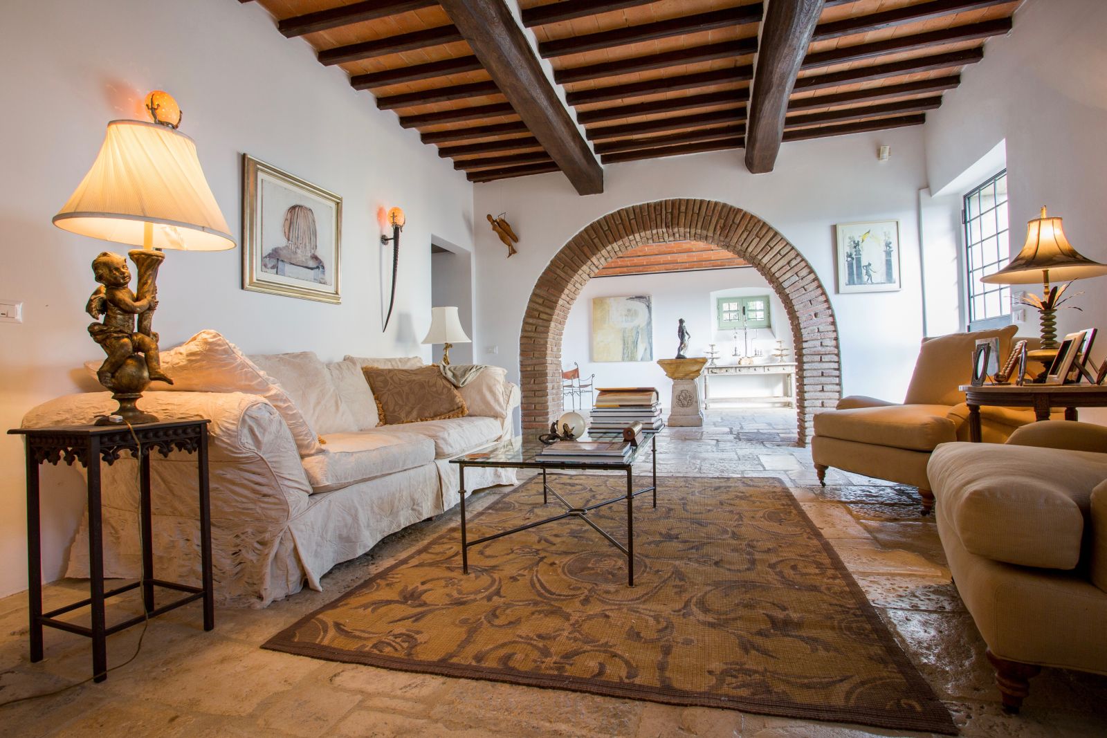 The sitting room in the main villa at Tenuta La Contessa