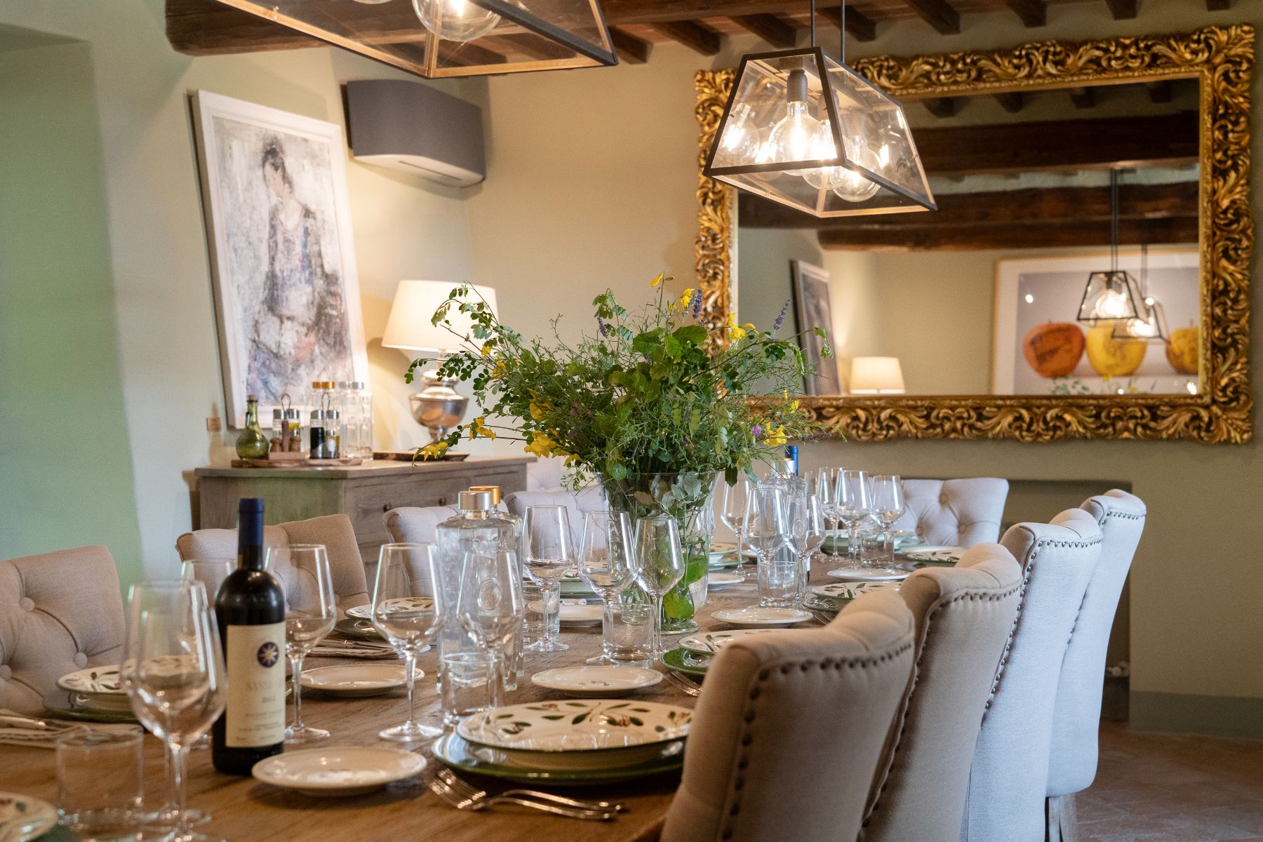 Dining table at Villa Ardore in Tuscany, Italy
