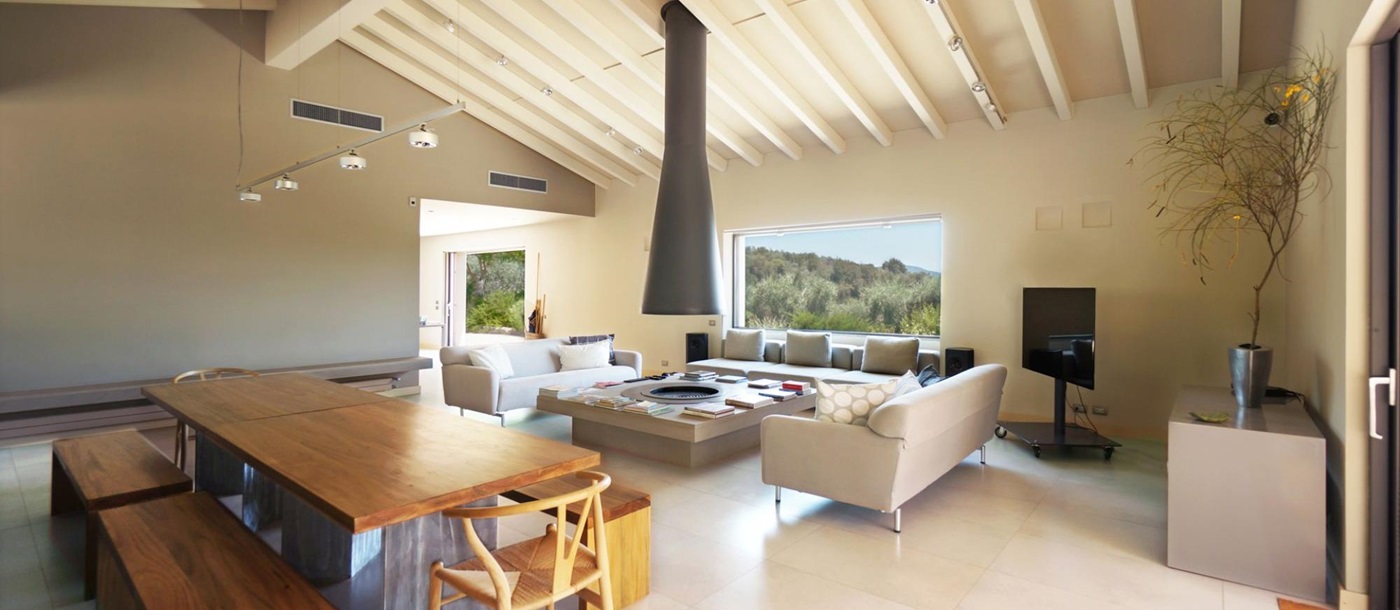 Open plan dining and living area at Villa Argentario