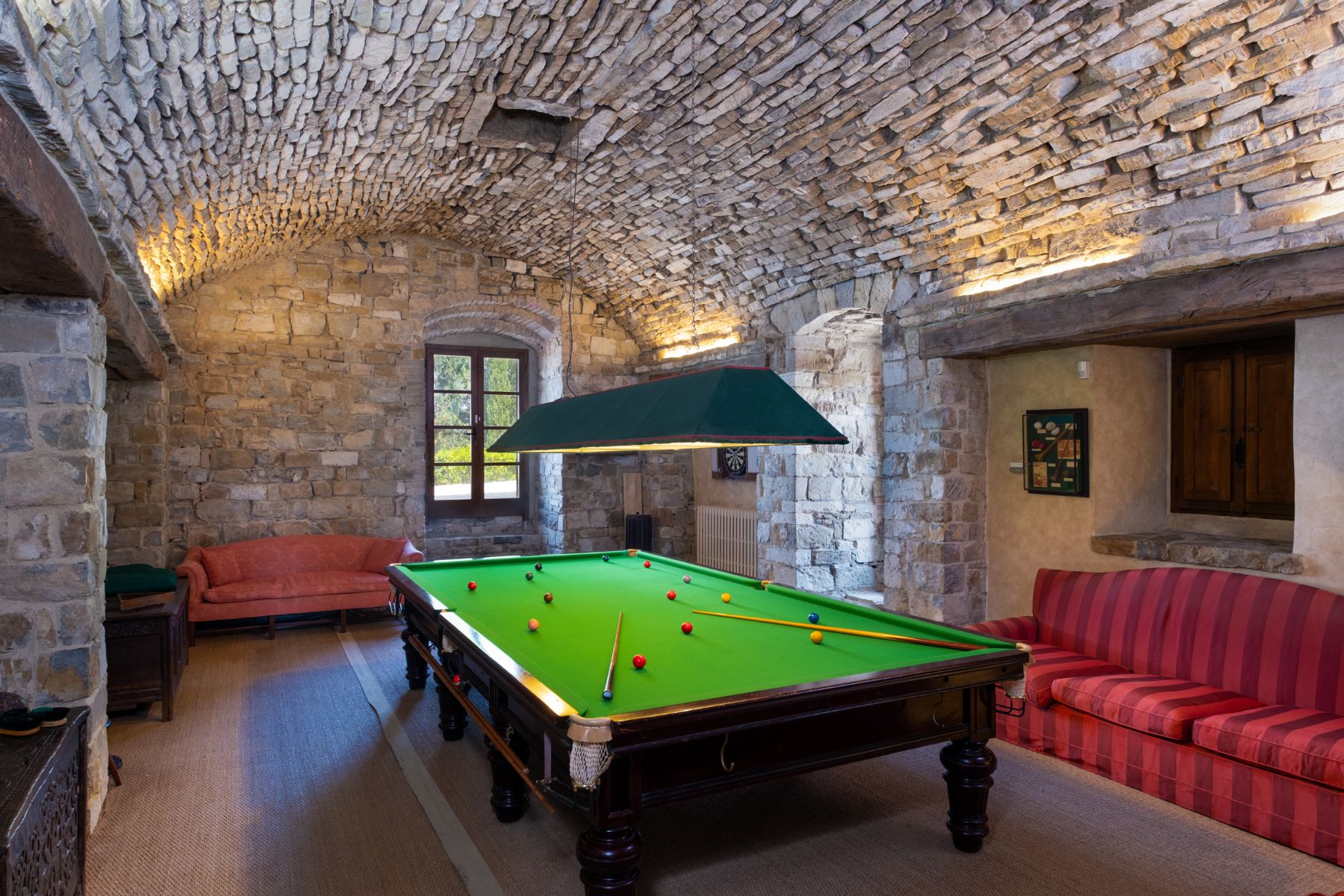 Billiards table at Villa Chiocchio in Tuscany
