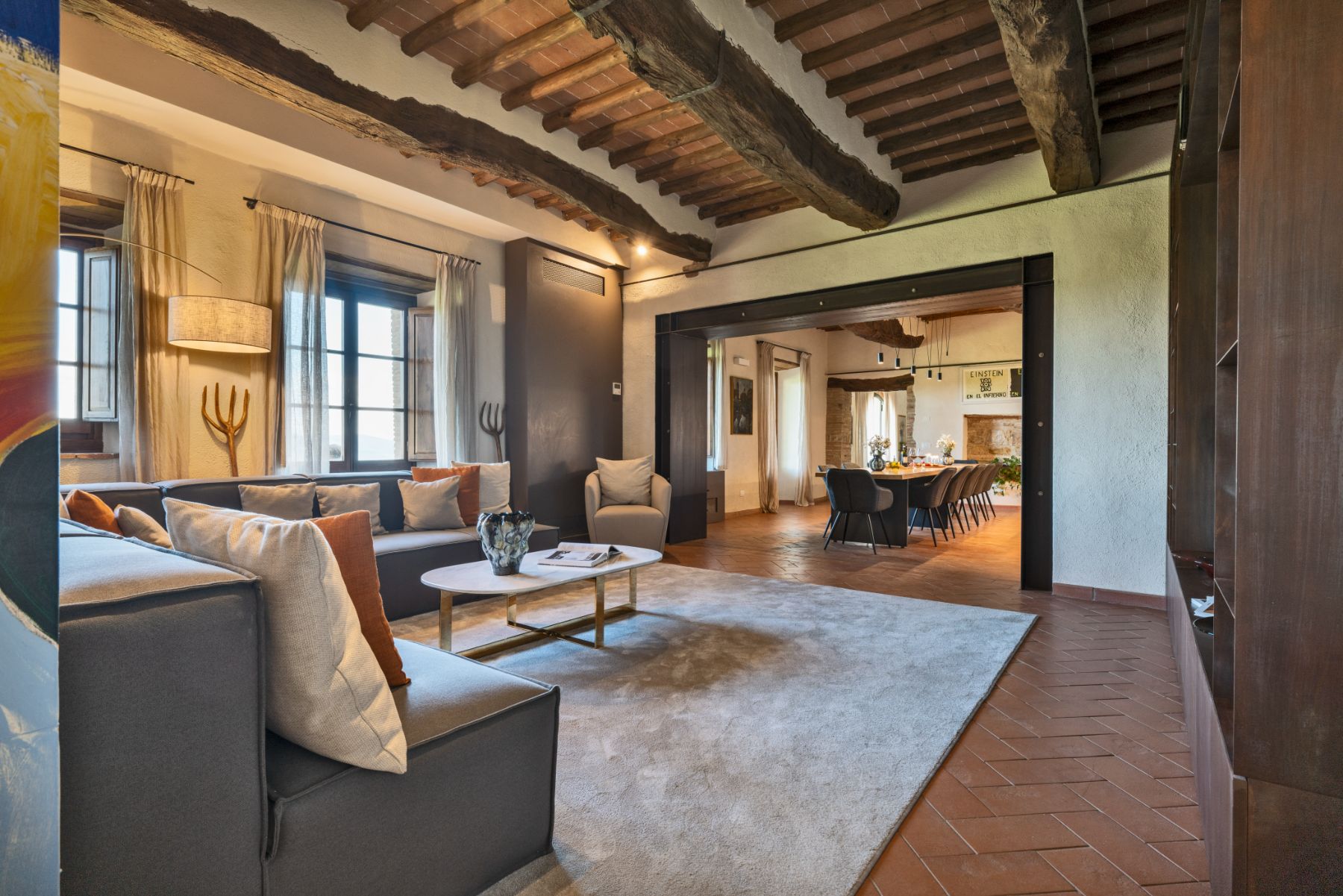 indoor living room area with sofa seating at Villa Cispiano in Tuscany,