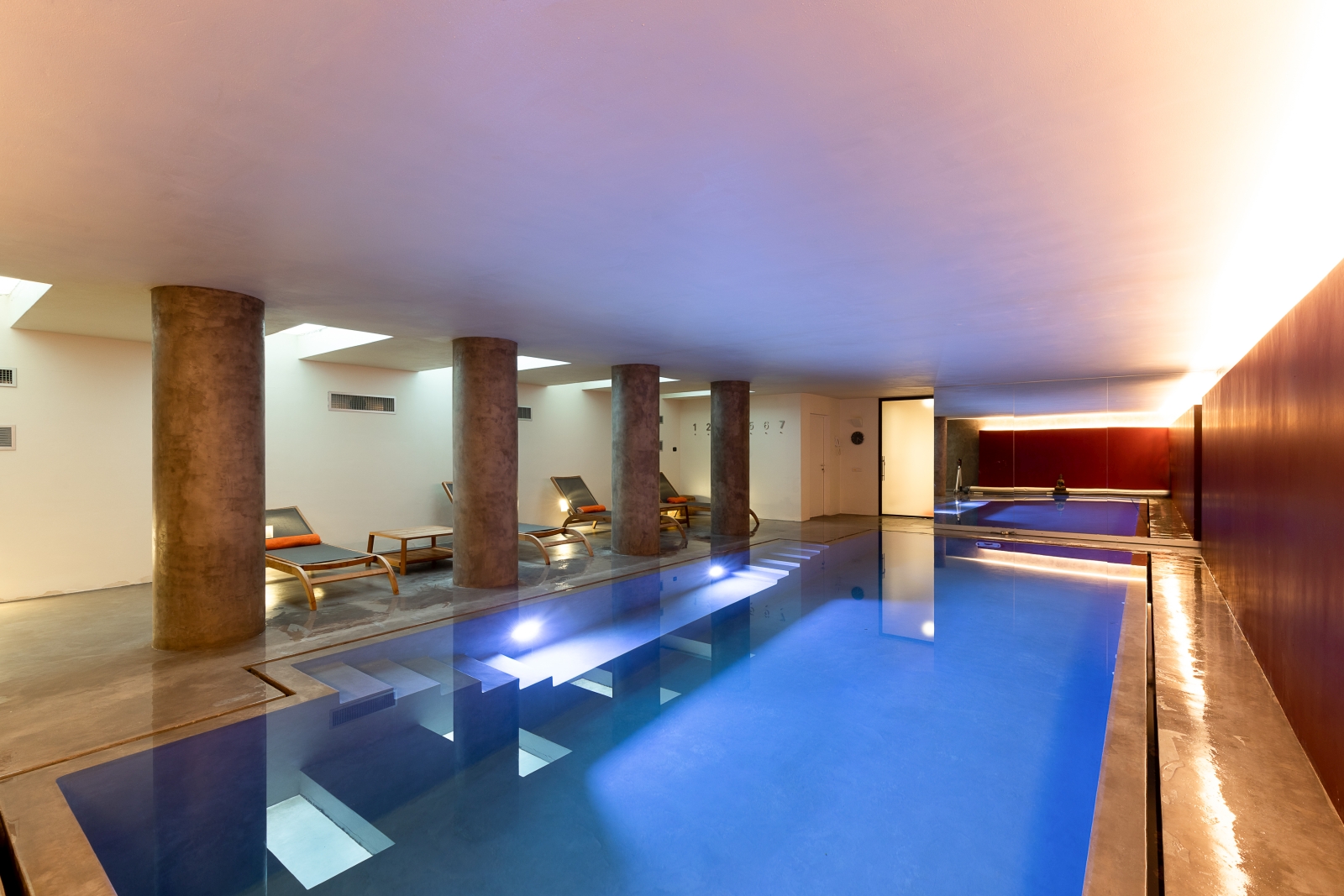 Underground pool with two sections at Villa del Gelso, Tuscany