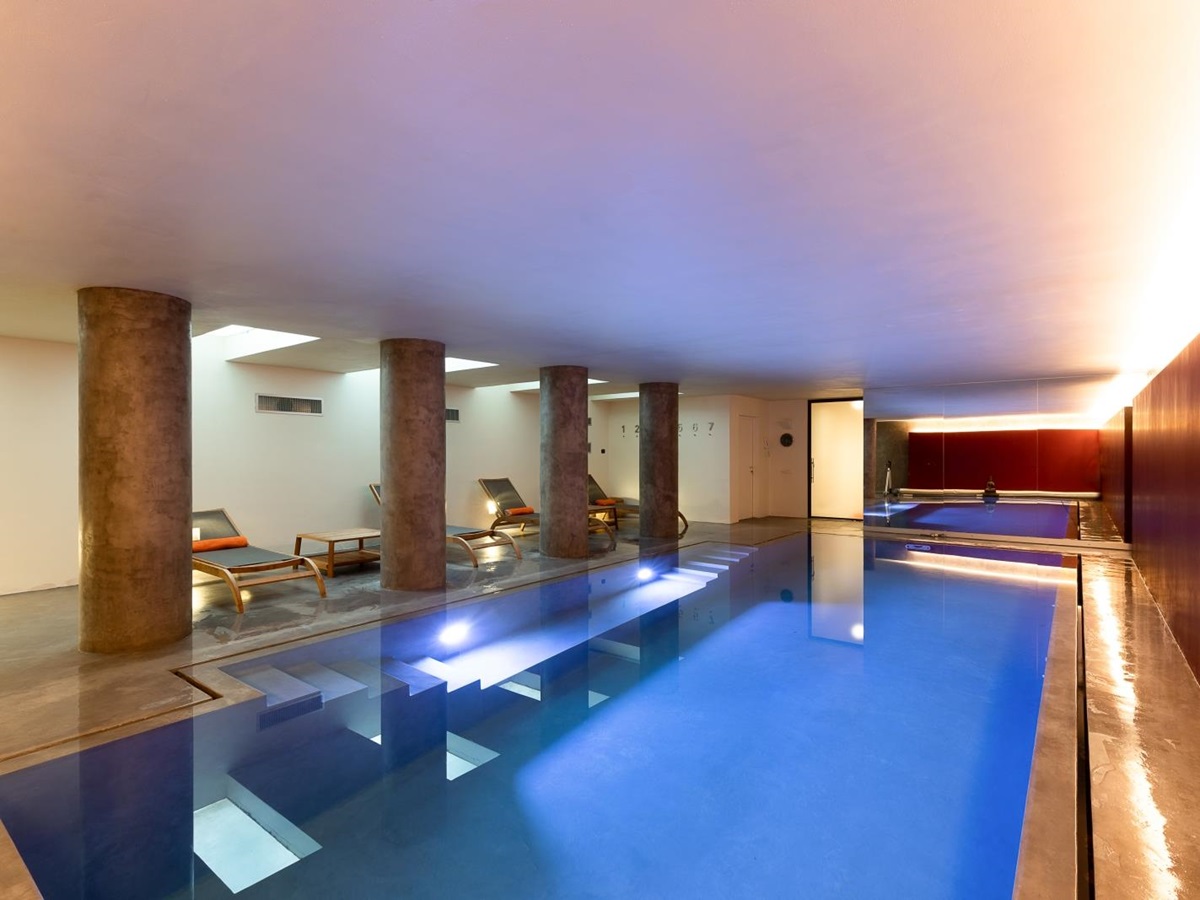 Underground pool with two sections at Villa del Gelso, Tuscany