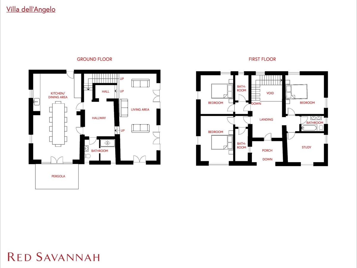Floorplan of Villa dell Angelo main house in Tuscany