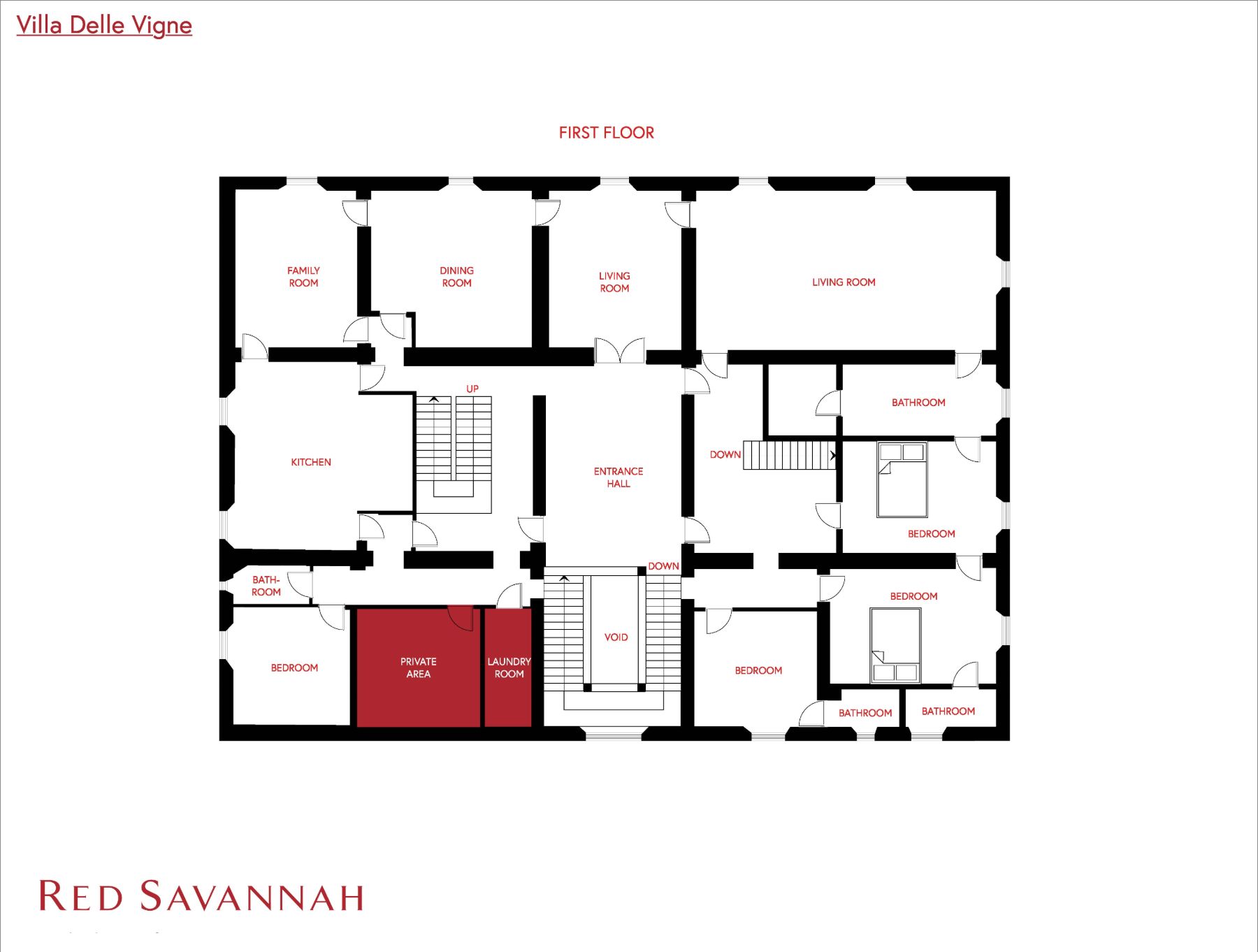 First floor floorplan at Villa della Vigne in Tuscany