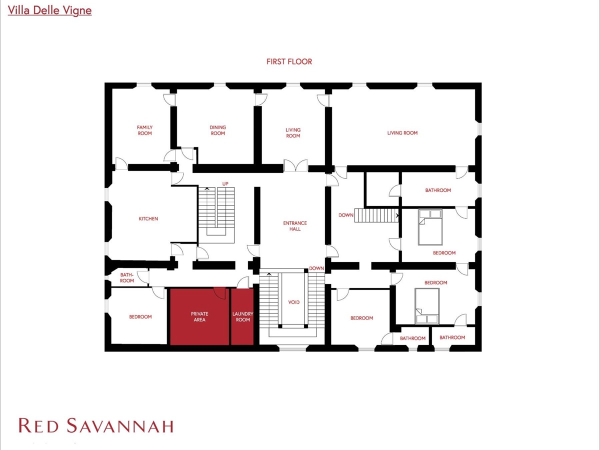First floor floorplan at Villa della Vigne in Tuscany