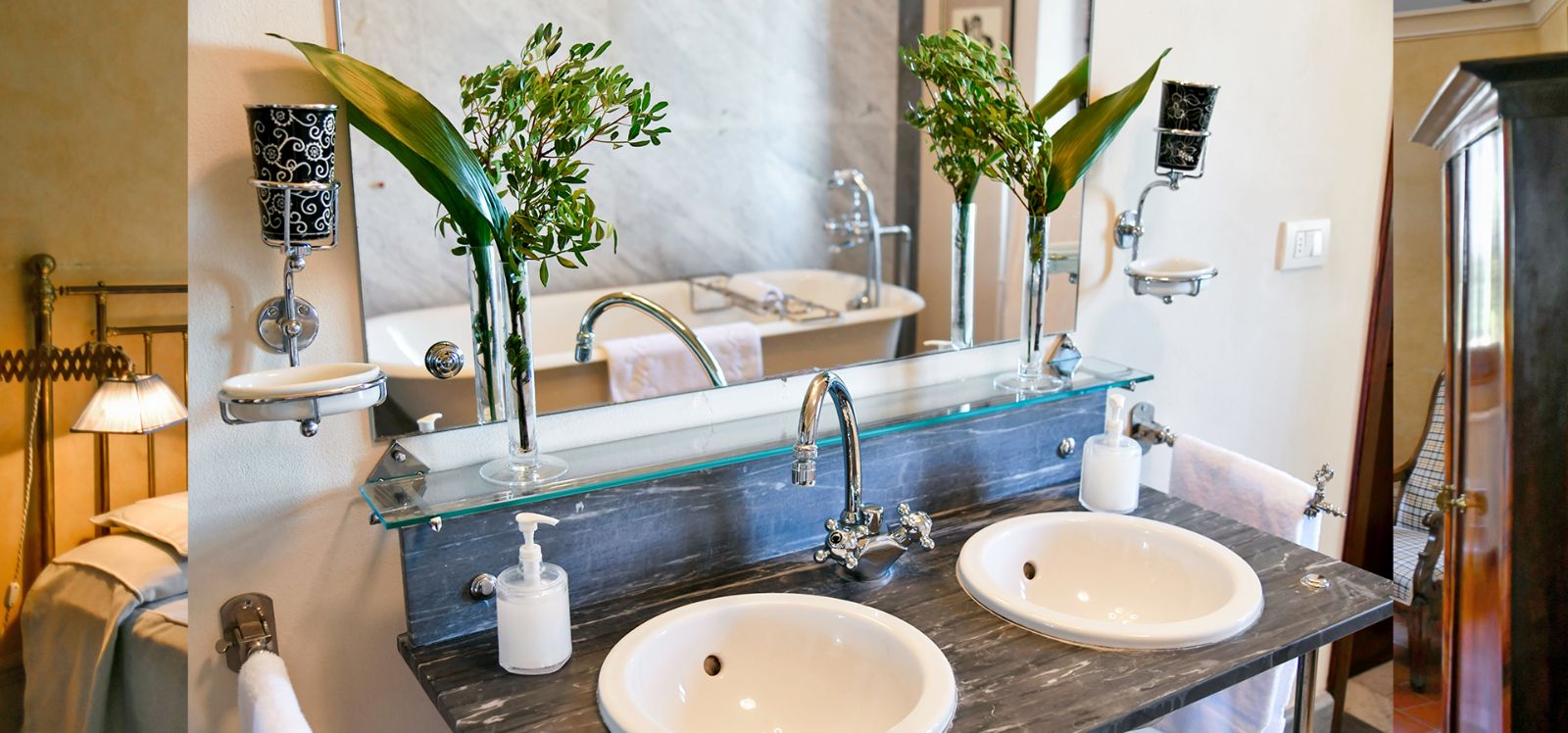 Sinks in Bathroom at Villa di Renai in Tuscany