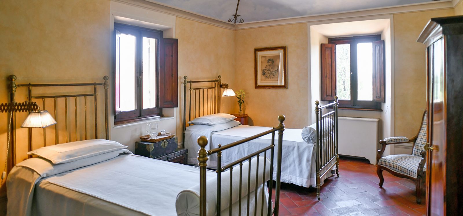 Twin Bedroom at Villa di Renai in Tuscany