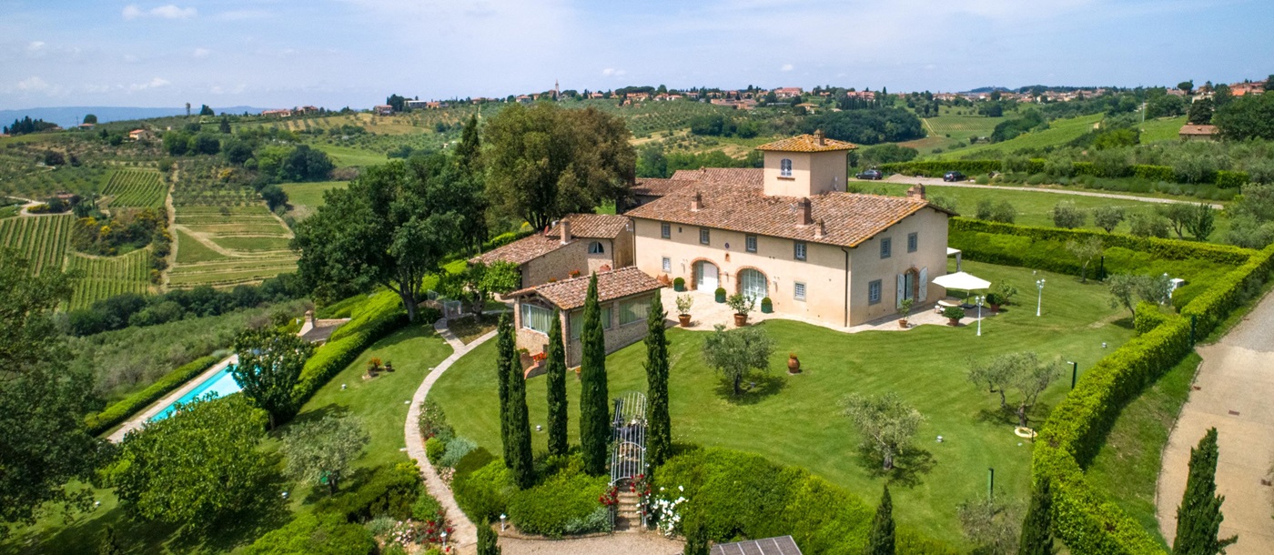 an aerial view of villa di tignano