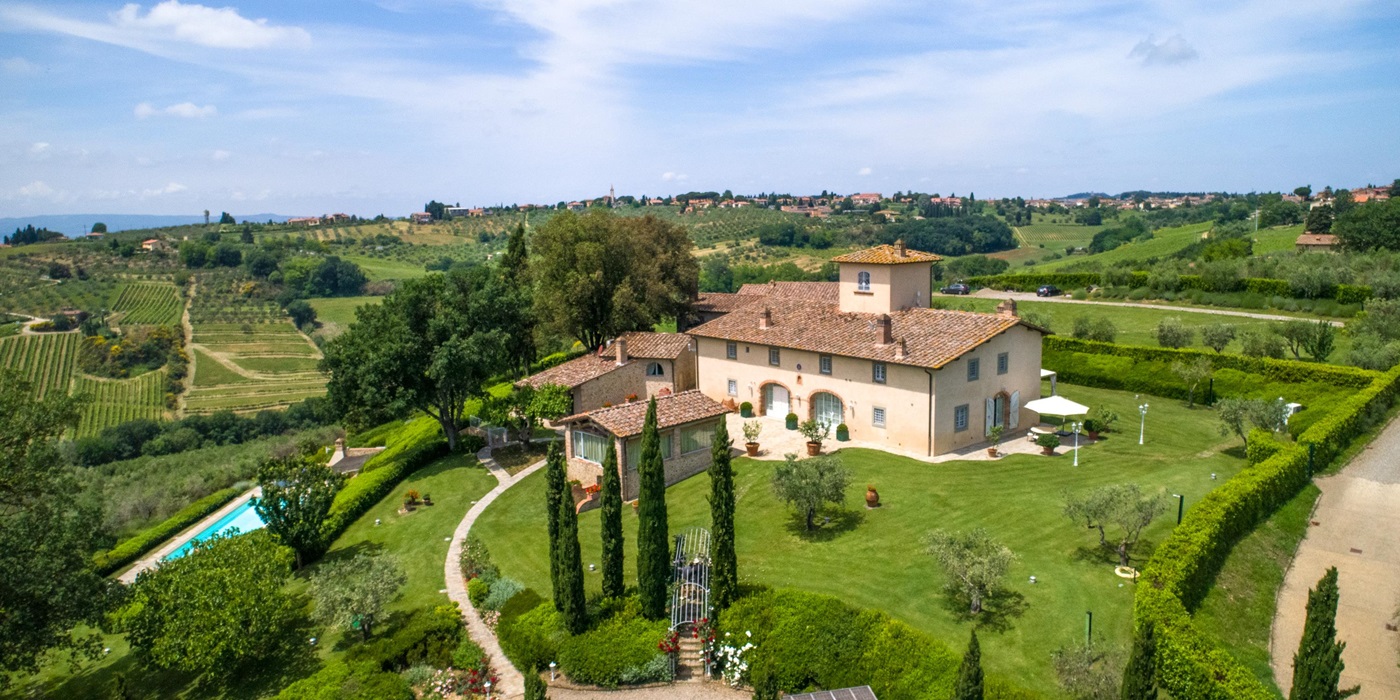 an aerial view of villa di tignano