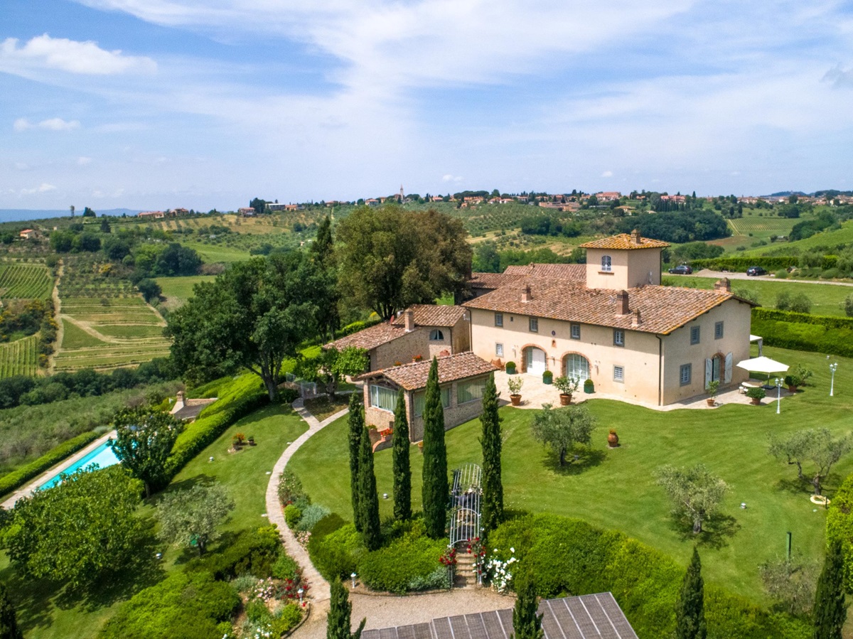 an aerial view of villa di tignano