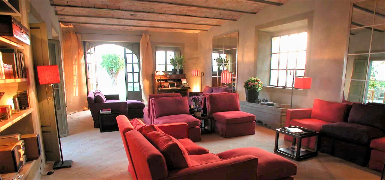 Welcoming living room of Villa d'Orcia in Tuscany