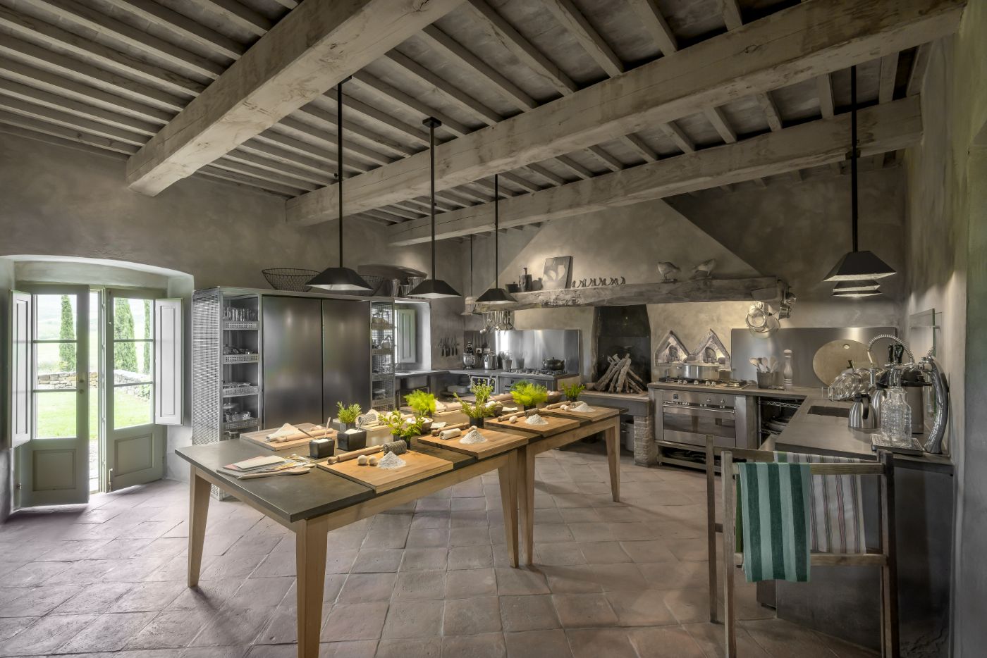 The kitchen at Villa d'Orcia.