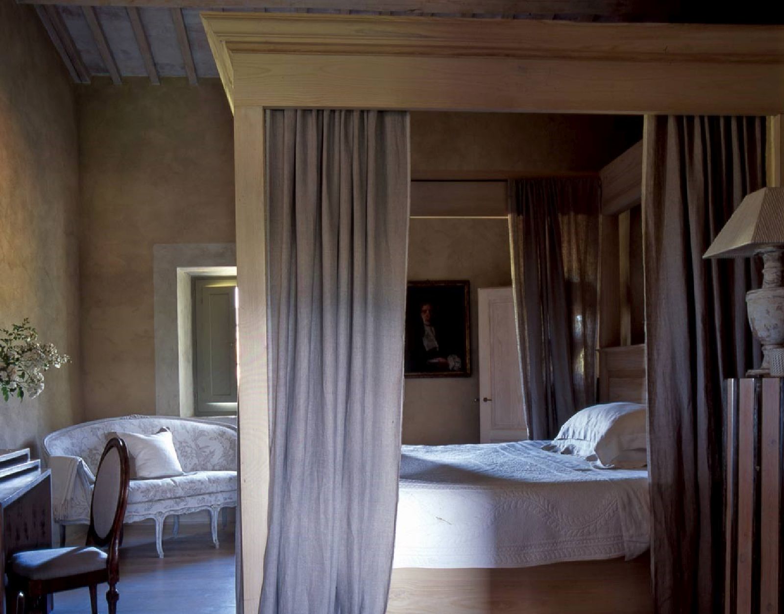 Guest room at Villa d'Orcia in Tuscany
