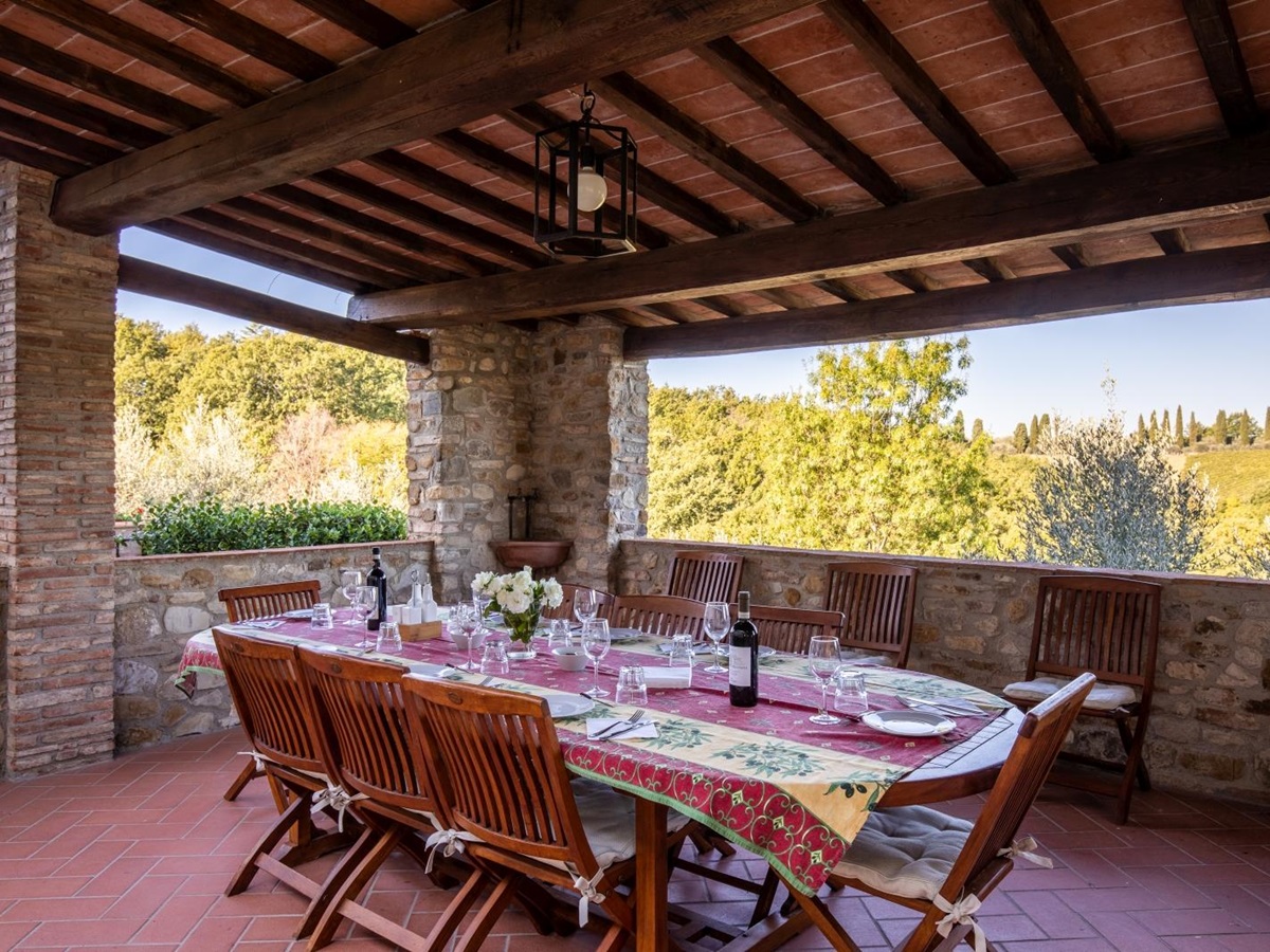 Outdoor dining at Villa Giuliana in Tuscany Italy